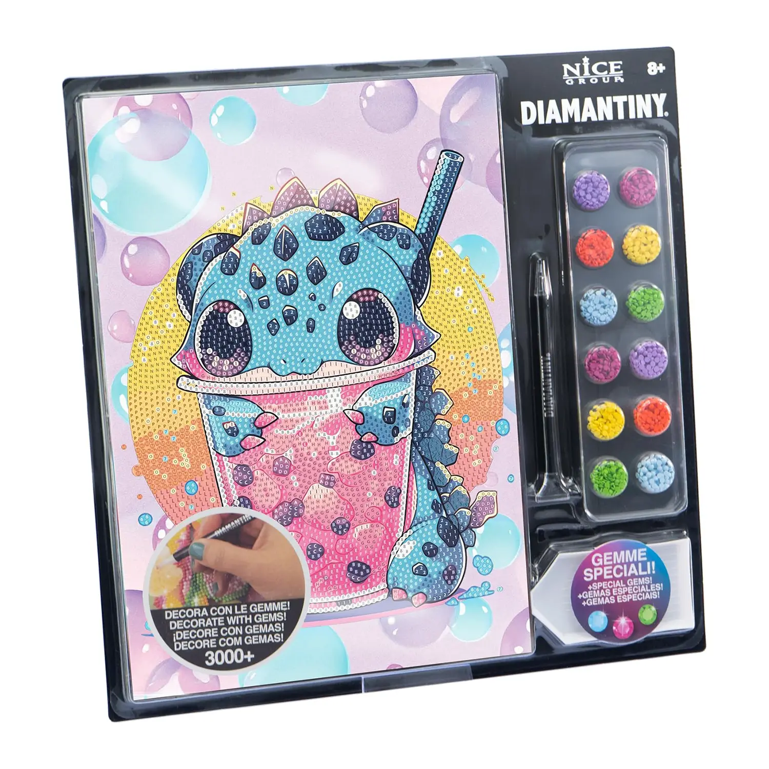 Quadro Crystal Art Diamantiny Level Up Boba Tea Dragon con 3000 Gemme - creatività