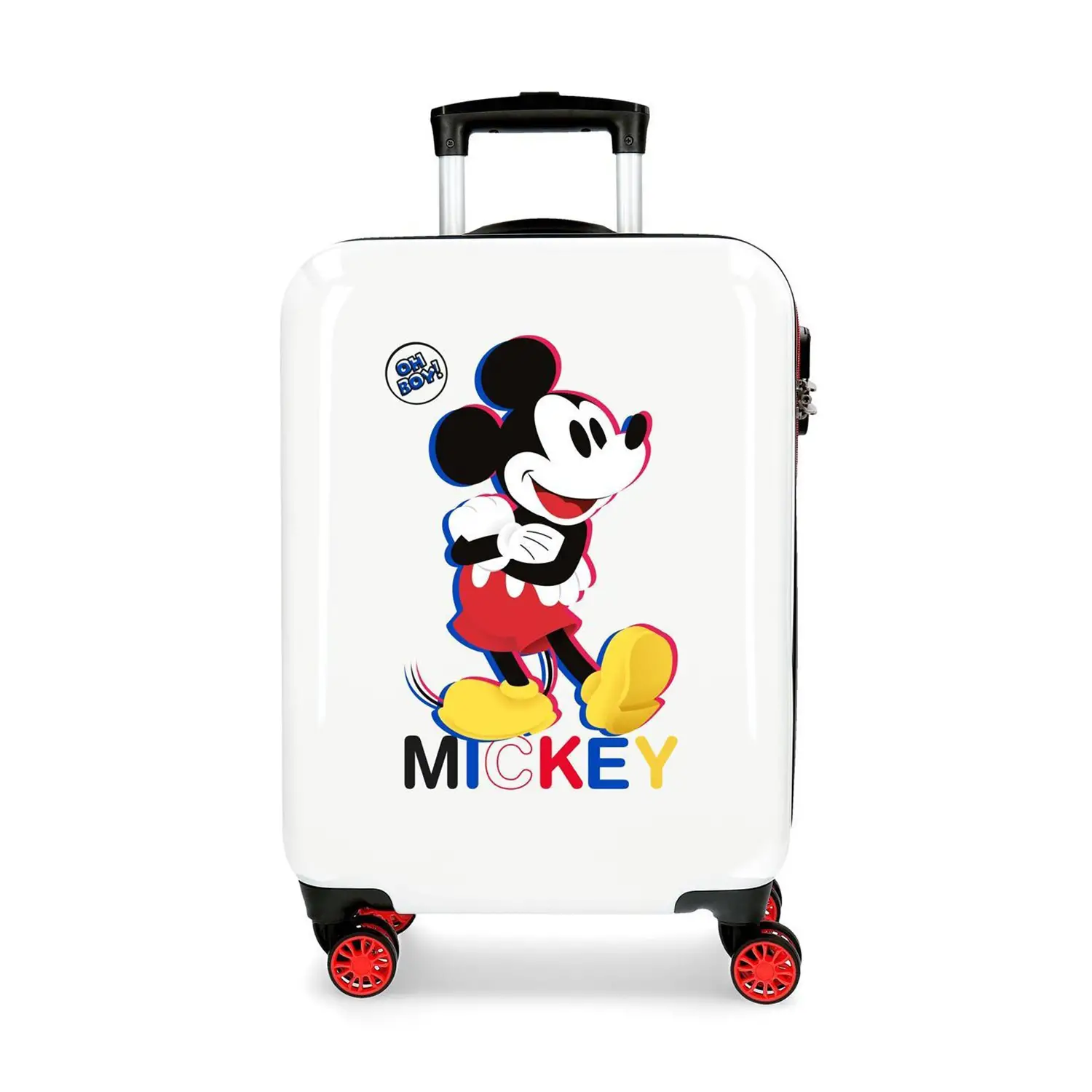 Valigia Trolley Mickey 3D 55cm ABS Bianco 4 Ruote Rigide - valige e borse da viaggio