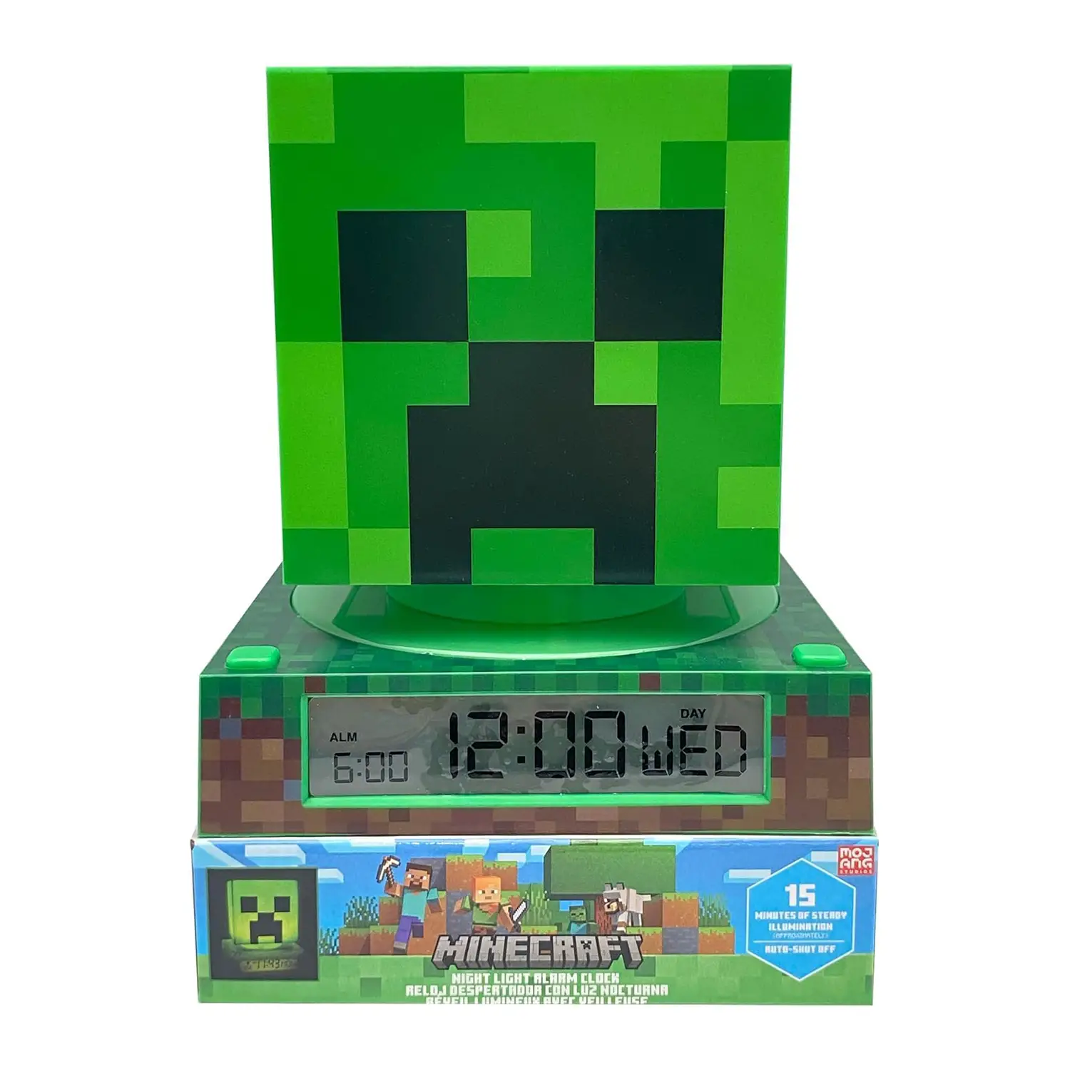 Sveglia con Luce Notturna 3D Creeper Minecraft – Allarme e Data - tech e accessori