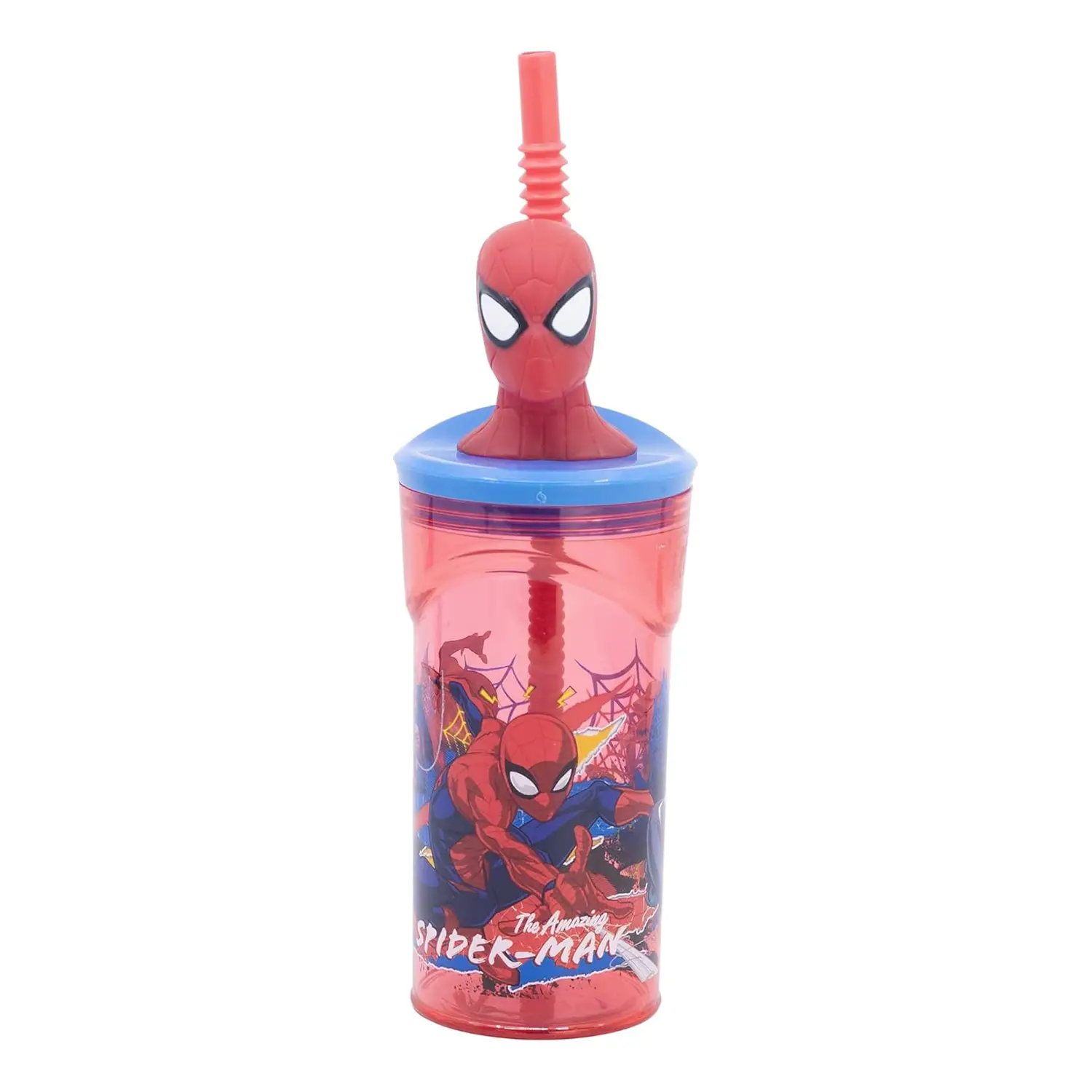 Bicchiere Con Cannuccia 3D Spiderman - articoli da tavola