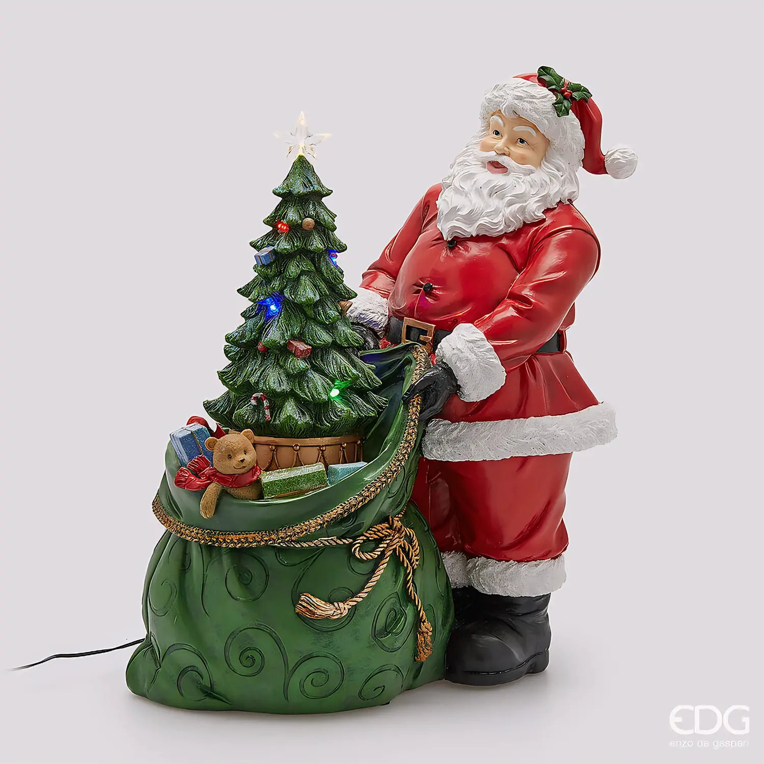 Babbo Natale con Sacco LED, Musica e Movimento H47 cm – EDG - addobbi casa