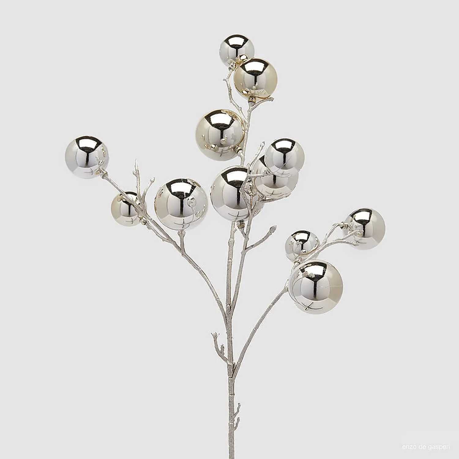 Ramo Decorativo Natalizio PalleMix 12 Sfere H53cm Oro Chiaro EDG - addobbi albero