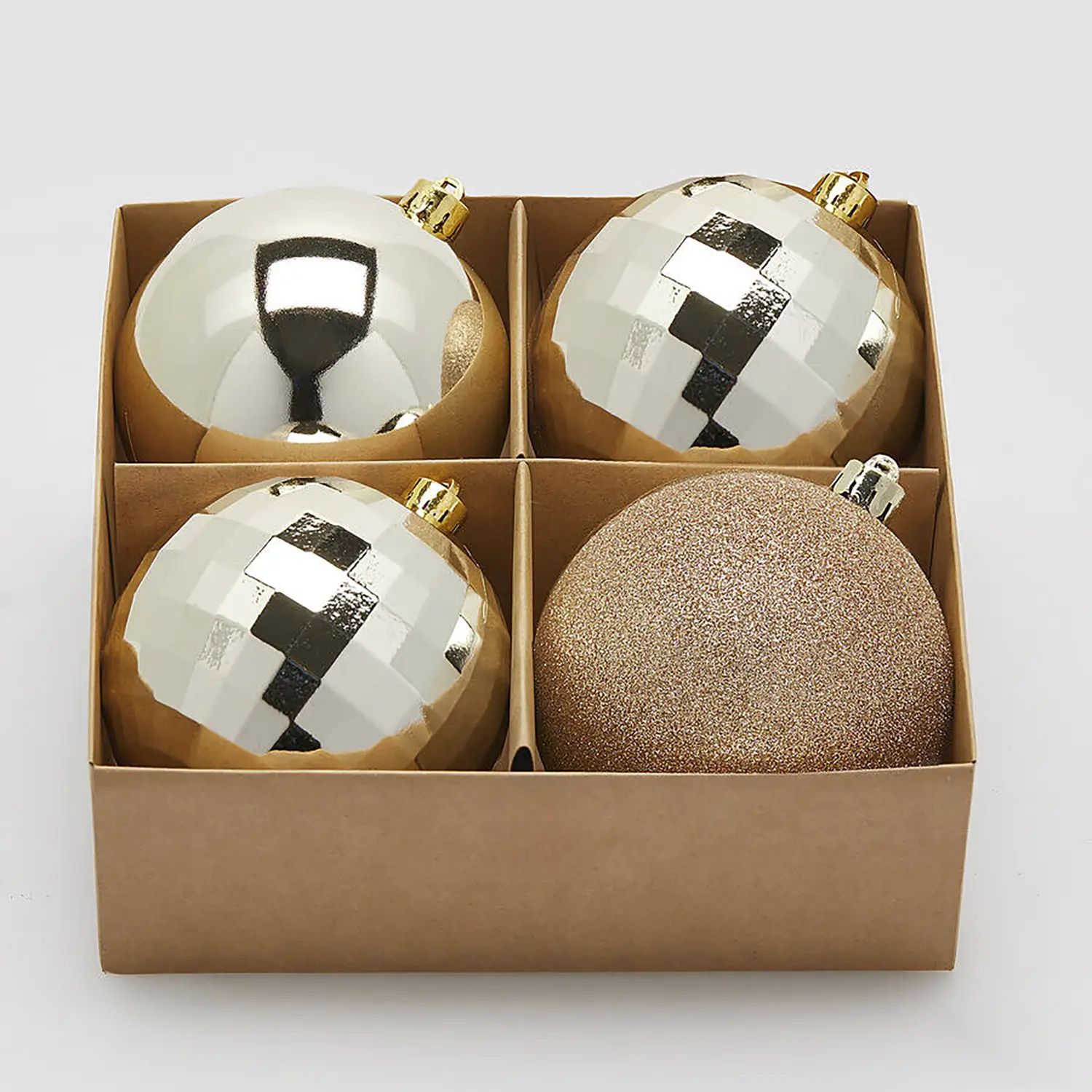 Palline Natale MirrorMix Ø10cm Champagne Set 4 EDG - addobbi albero
