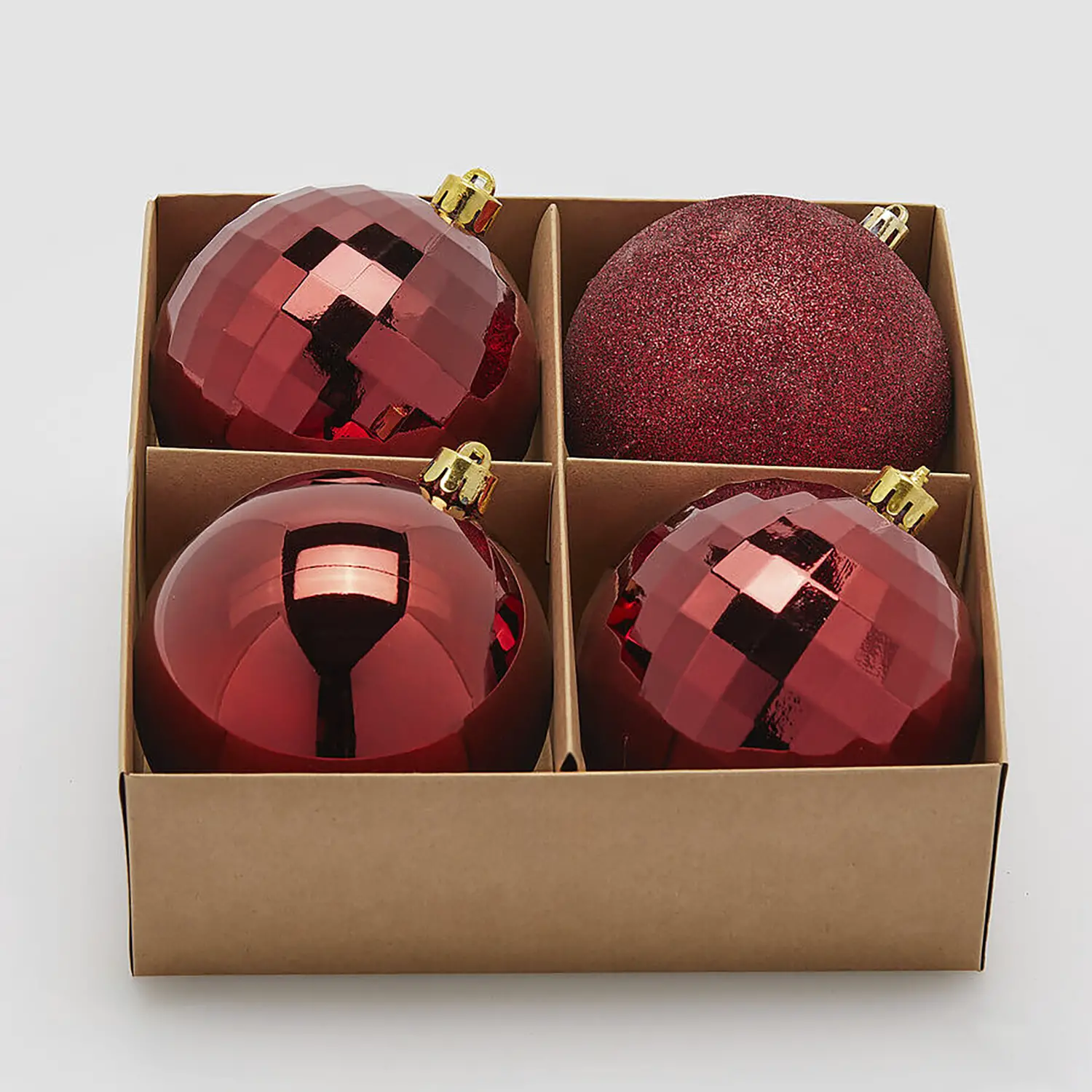 Palline Natale MirrorMix Ø10cm Burgundy Set 4 EDG - addobbi albero