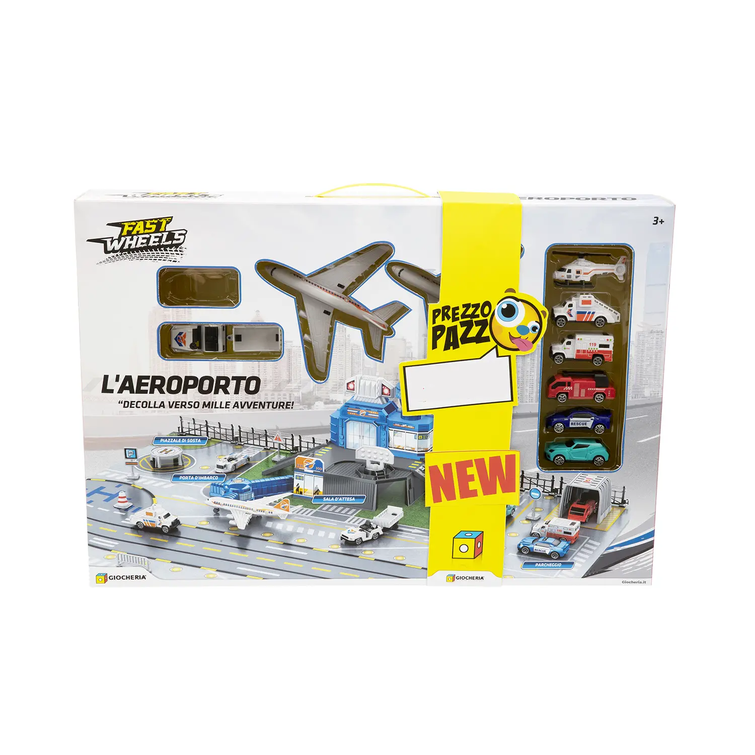 Fast Wheels Playset Aeroporto Con 6 Veicoli Inclusi - modellini