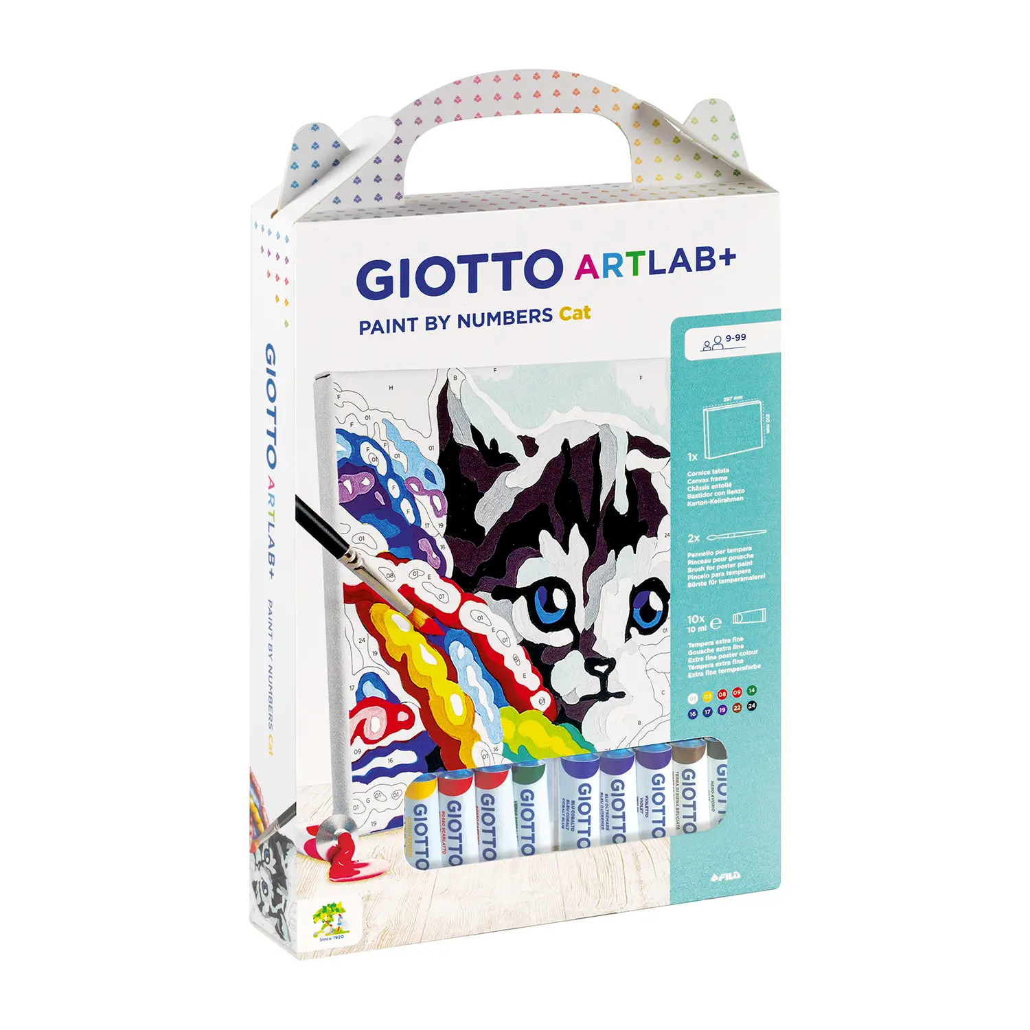 Giotto Artlab Paint By Number Cat - Set Creativo Per Dipingere - creatività
