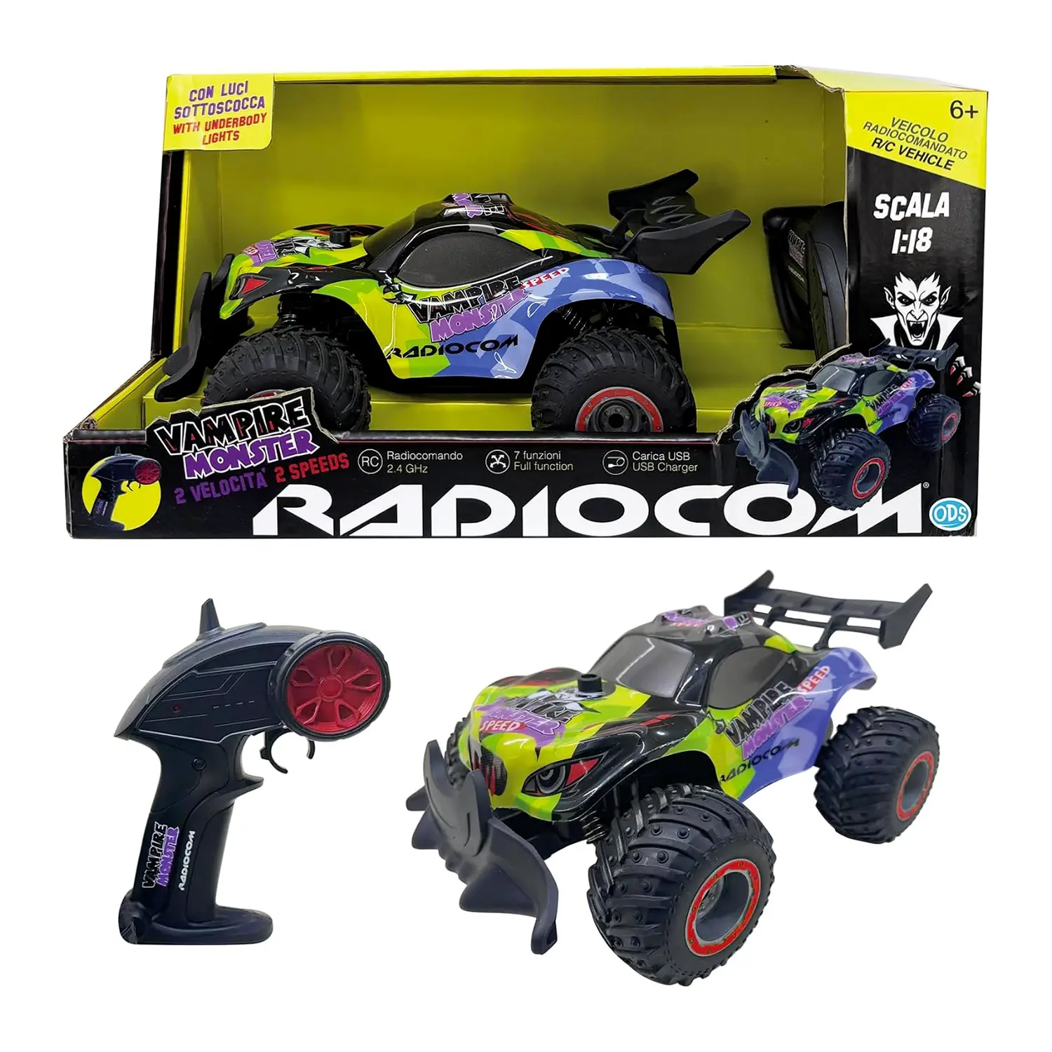 Radiocomando Radiocom Auto Vampire Monster 1:18 - radiocomandi