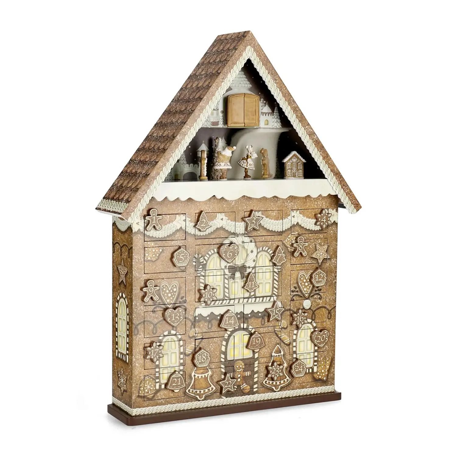 Calendario Avvento Casa Natale Joleen con Musica e Luci H61,5cm - addobbi casa