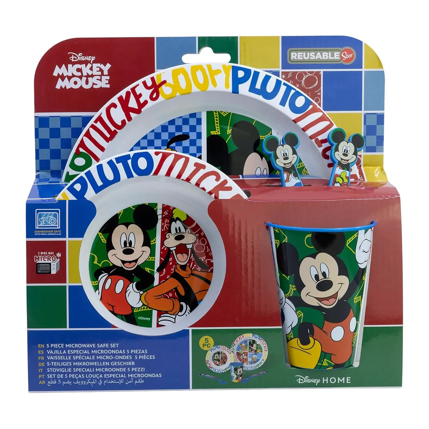 Set Stoviglie Bambini Topolino Disney 5 Pezzi – Riutilizzabile e Sicuro - articoli da tavola