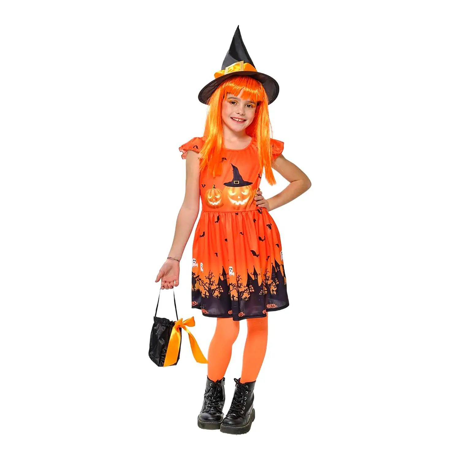 Rubies Costume Strega Zucca Bambina con Cappello e Borsa – Halloween e Feste - Abiti halloween