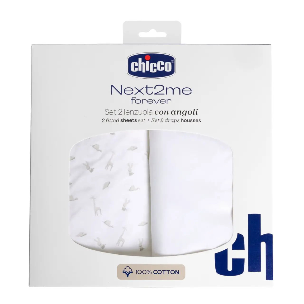 Set Lenzuola con Angoli in Cotone per Next2Me Forever - Cloud - lenzuolini