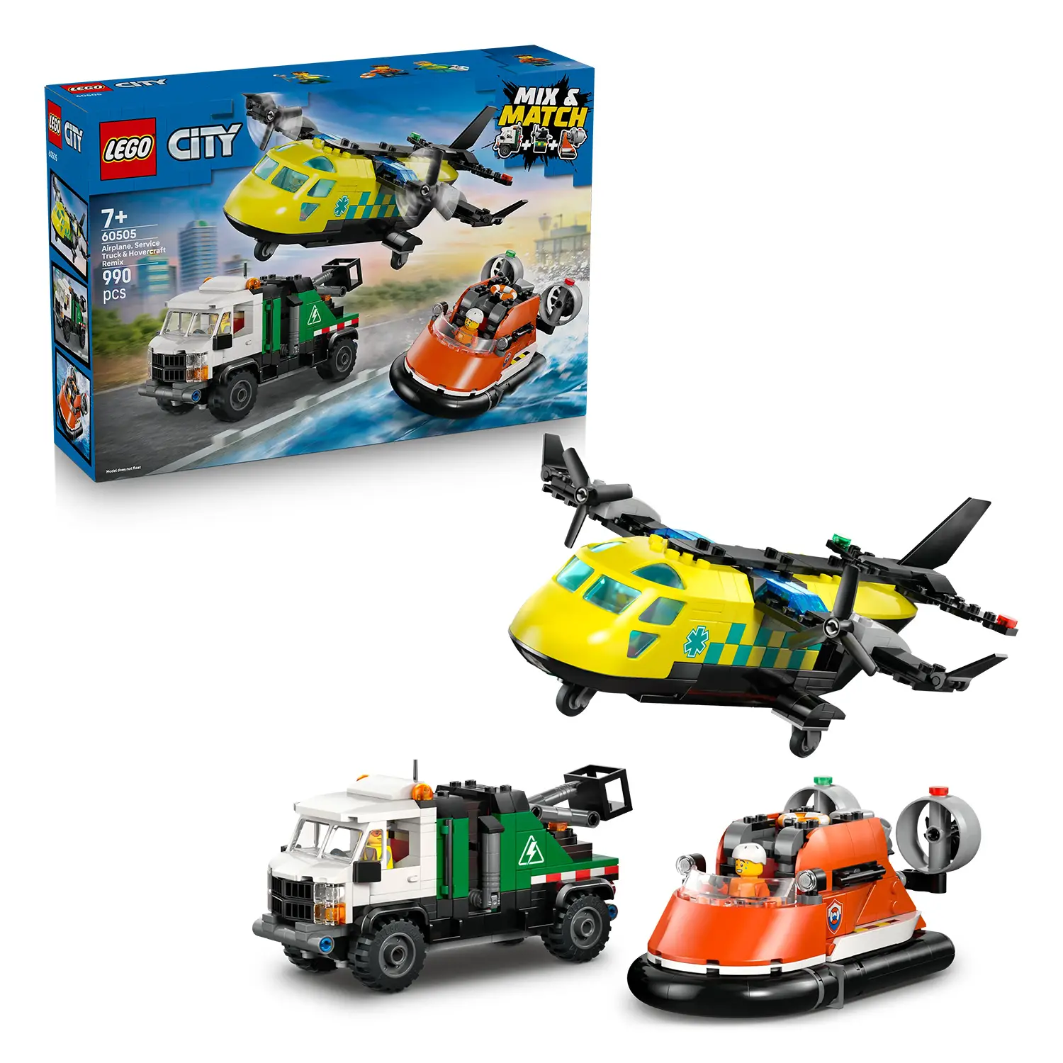 LEGO City Remix Aereo, Camion di Servizio e Hovercraft 60505 Set 3 in 1 - lego