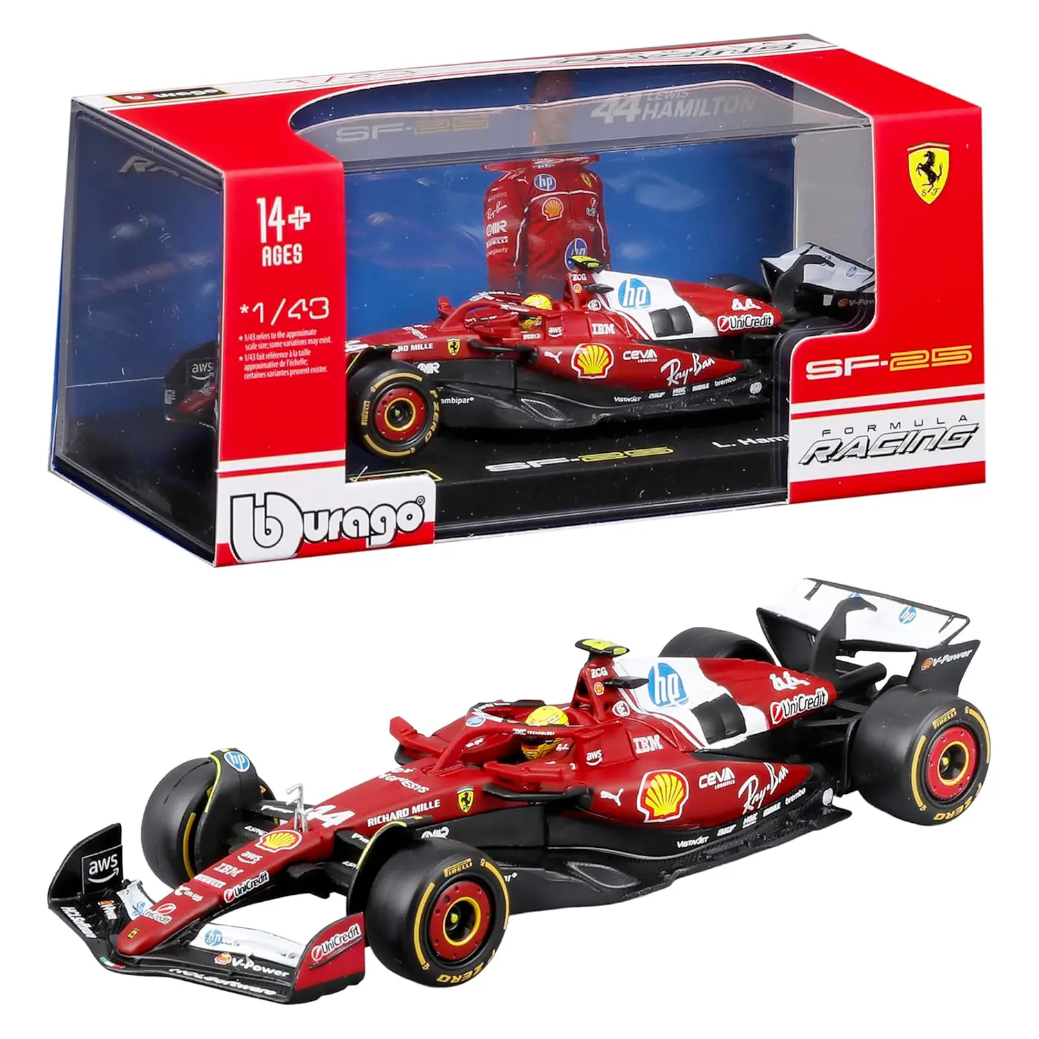 Auto 1:43 F1 Ferrari Sf-25 #44 Hamilton Con Casco - diecast