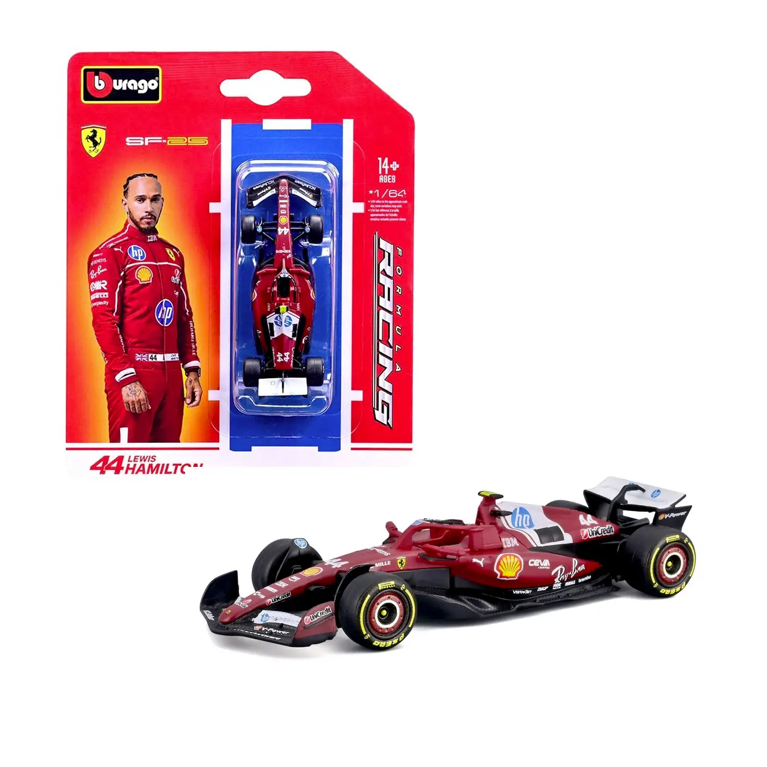 Auto 1:64 F1 Ferrari Sf-25 #44 Lewis Hamilton - diecast