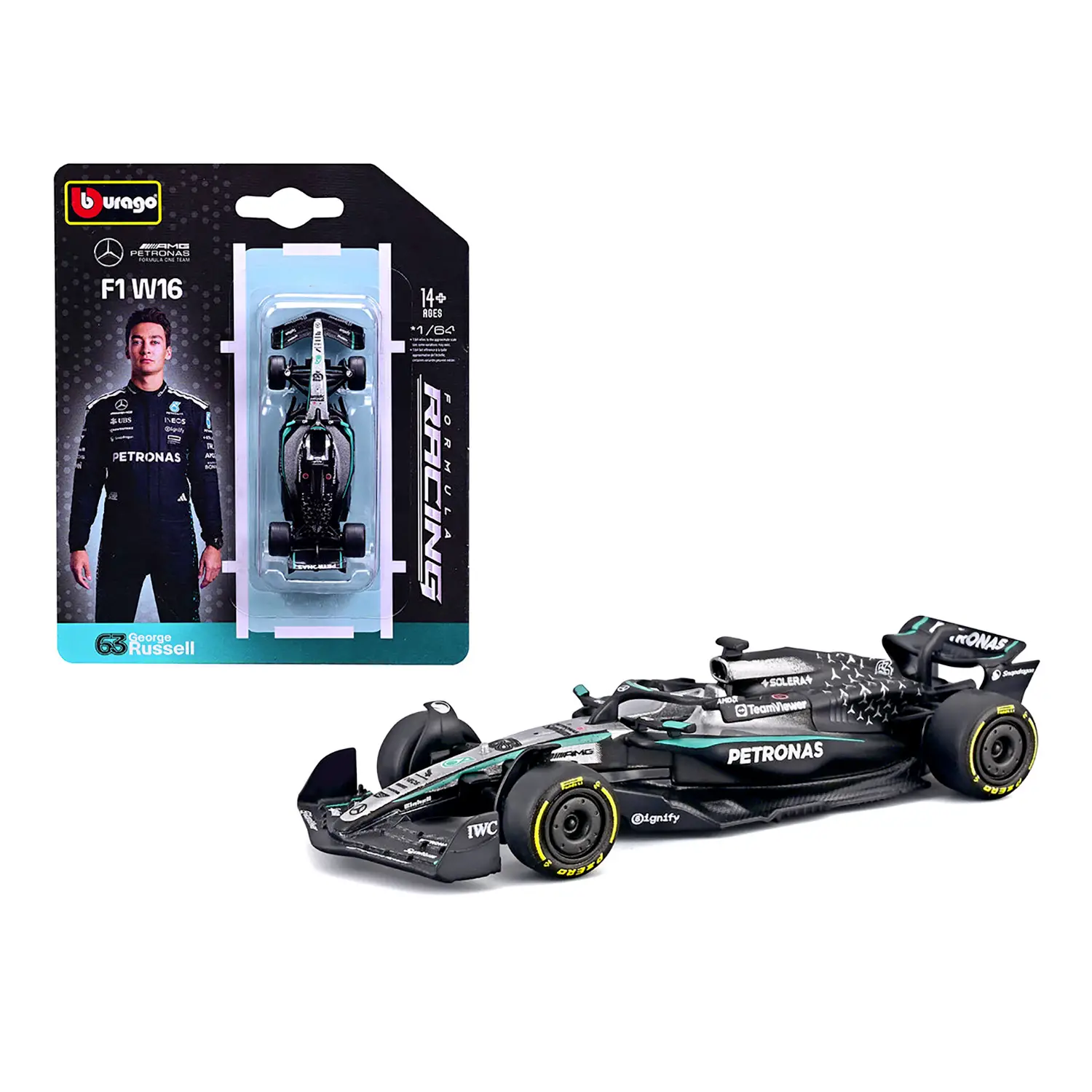 Auto 1:64 F1 Mercedes-Amg W16 2025 #63 Russell - diecast