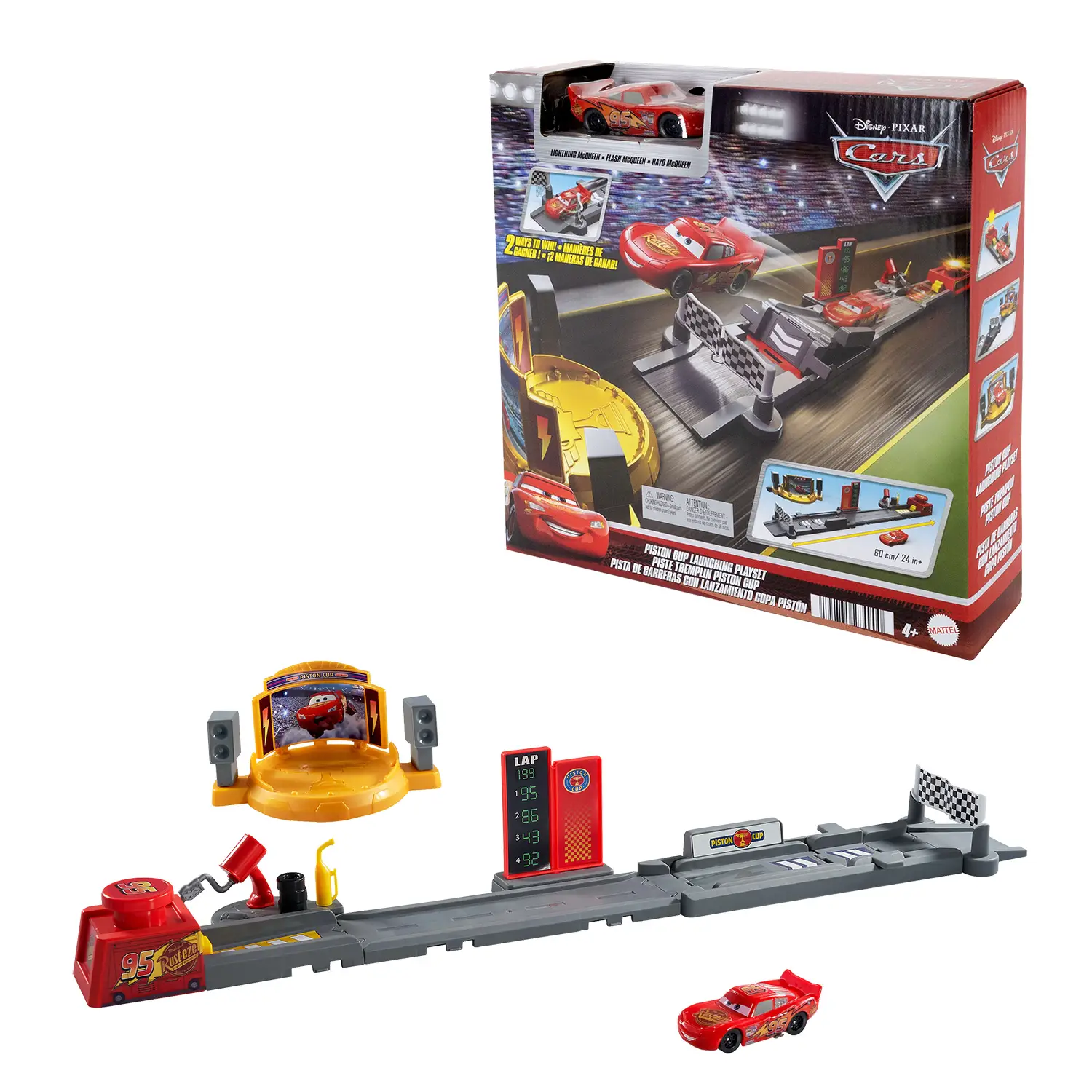 Cars Pista di Lancio Piston Cup con Saetta McQueen 50 cm - play set