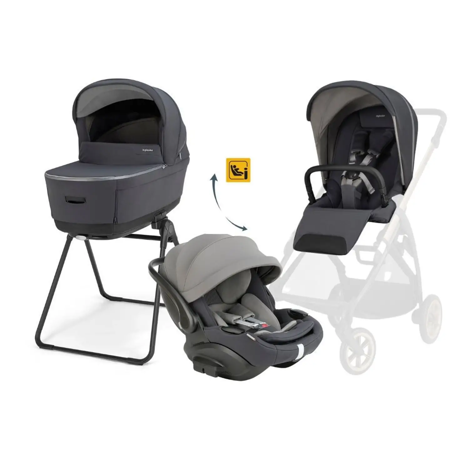Electa System Quattro con Ovetto Drw-Evo Reclinabile Garage Grey (Telaio escluso) - trio e modulari