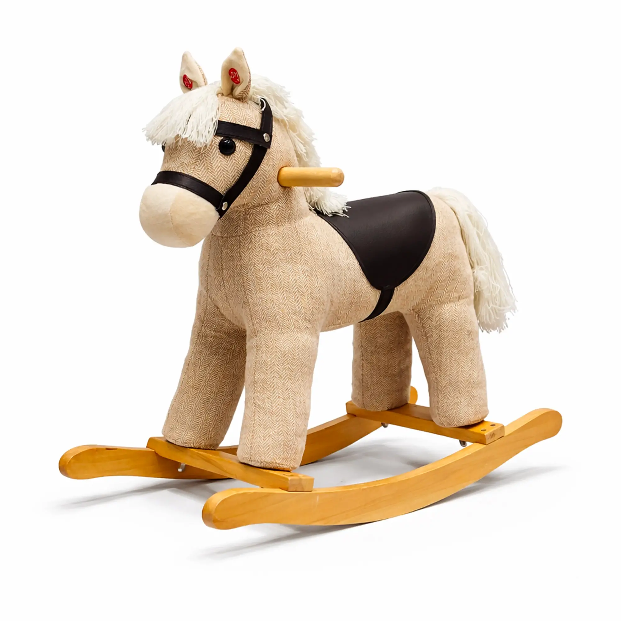 Cavalluccio a Dondolo in Tessuto con Versi per i Bambini più Piccoli, Beige - Primi movimenti