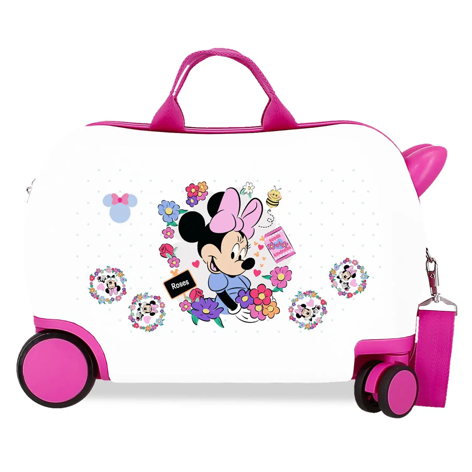 Minnie Flowers Trolley Da Viaggio Cavalcabile Abs 45 cm 4 Ruote Bianco - valige e borse da viaggio
