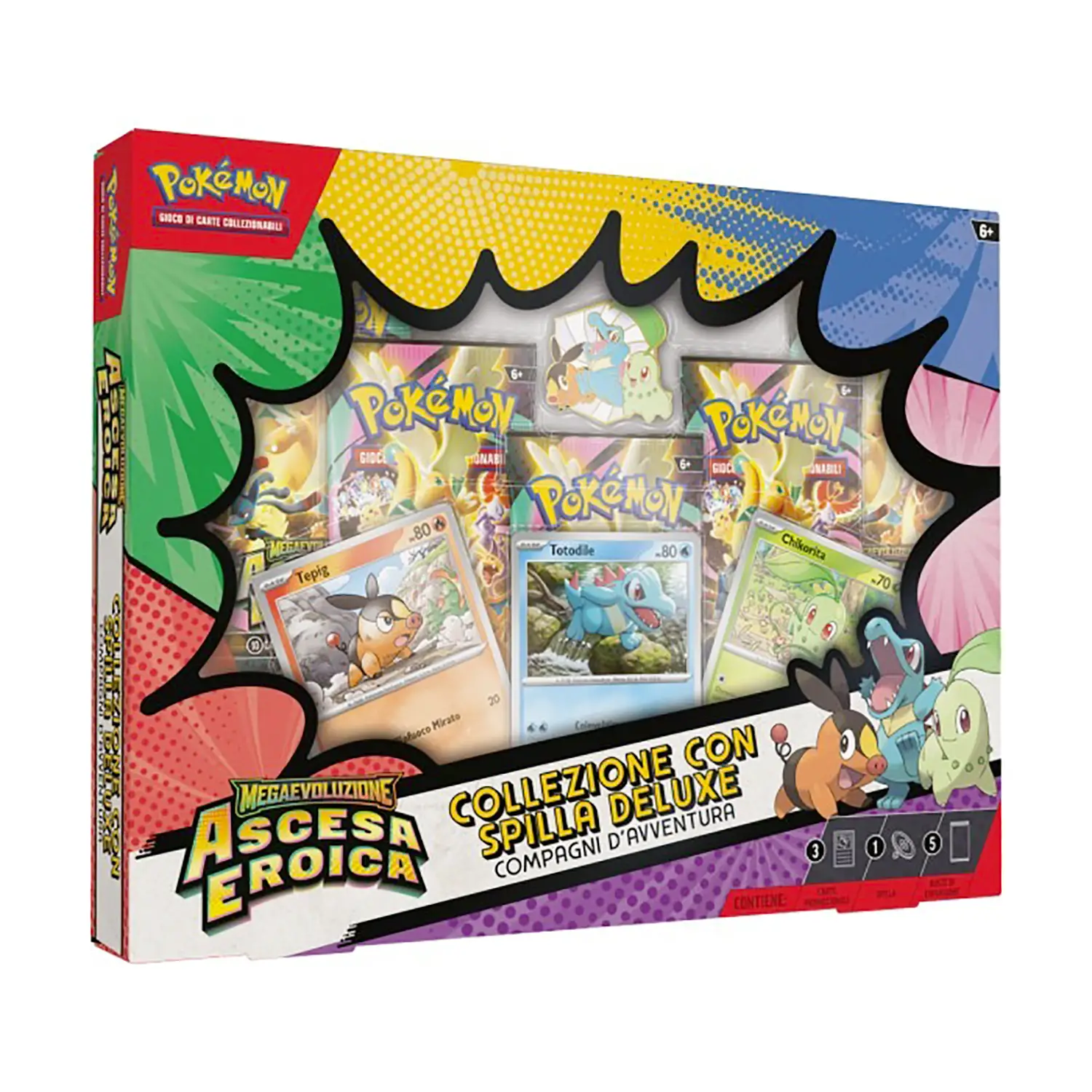 Pokemon Megaevoluzione Ascesa Eroica Collezione con Spilla Deluxe Compagni d'Avventura - Giochi di società