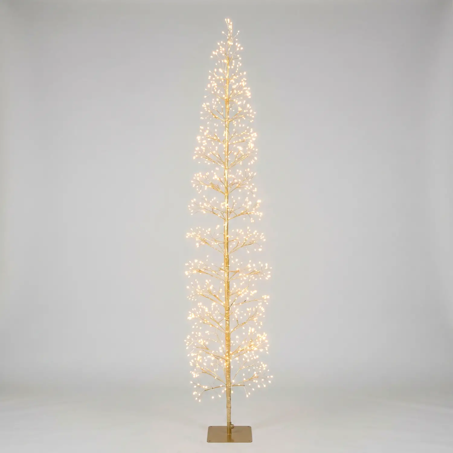 Albero di Natale Faggio Slim 1224 LED, Altezza 210 cm, Finitura Oro - alberi led di design