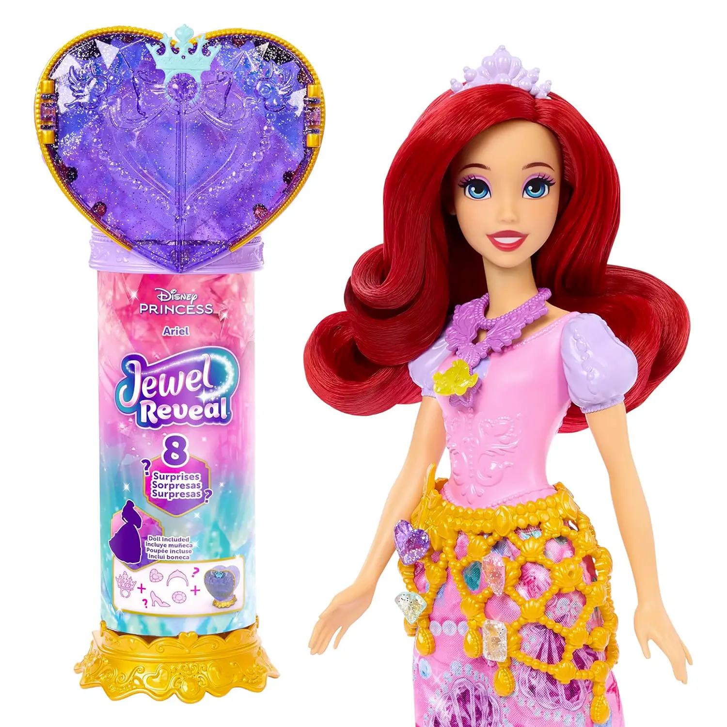 Disney Princess - Bambola Ariel Jewel Reveal Con Sorprese - collezionabili bambina