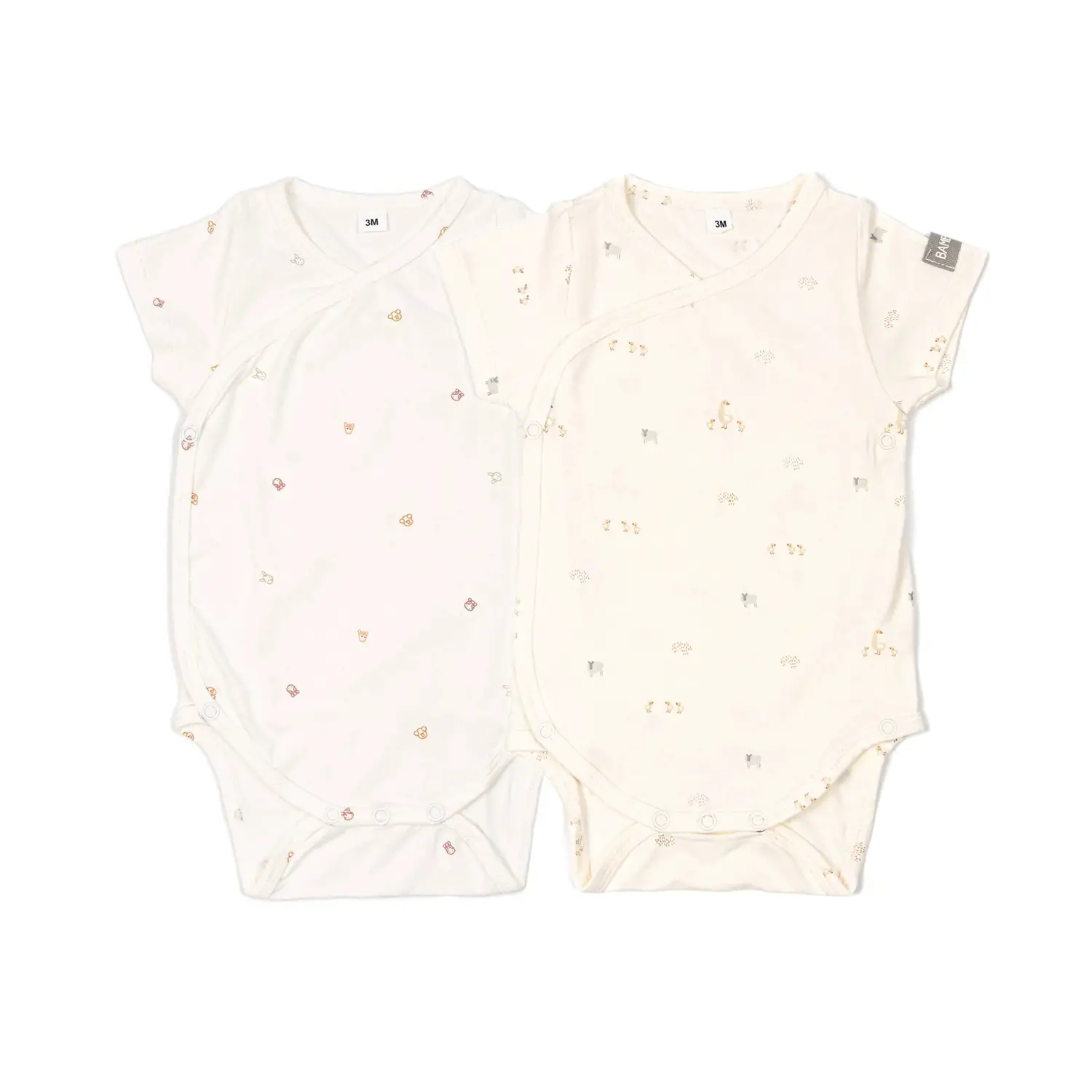 Body Maniche Corte Print Animals Mix - Taglia 9-12 Mesi- 2 Pezzi Rosa e Bianco - intimo neonato