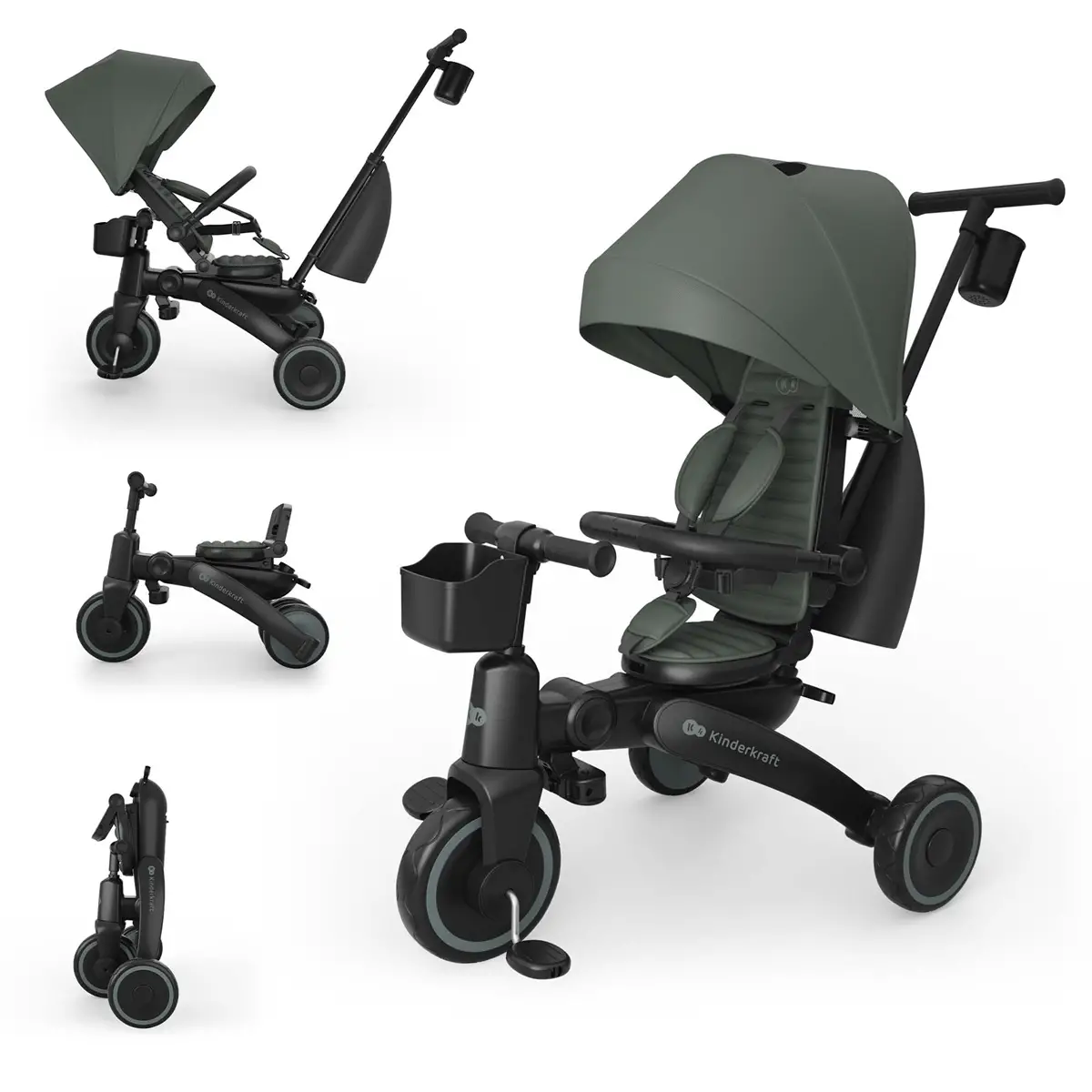 Kinderkraft Triciclo Pieghevole JAZZ 3 Green – da 9 Mesi a 5 Anni - Tricicli e primi passi