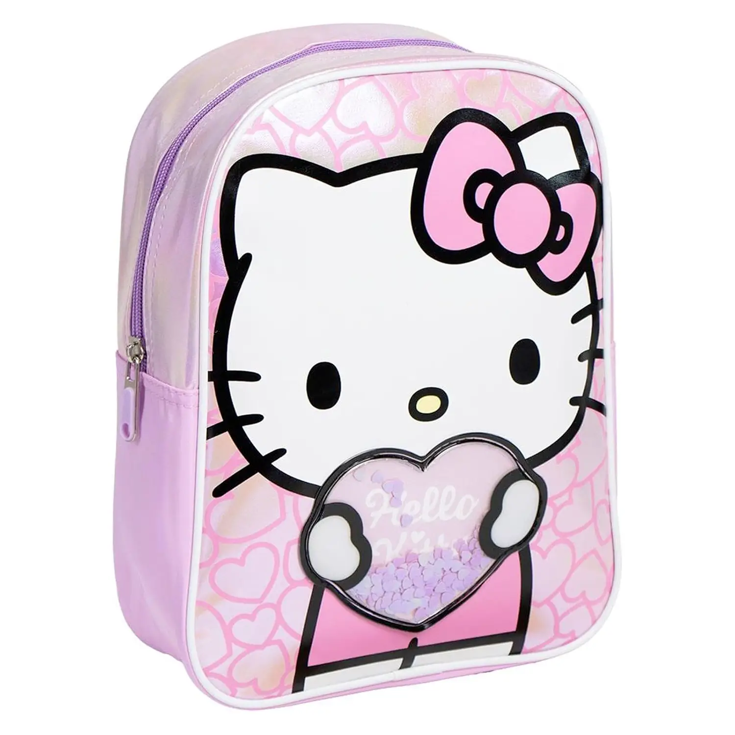 Hello Kitty Zaino Per Bambini Con Cuoricini Applicati - zainetti asilo