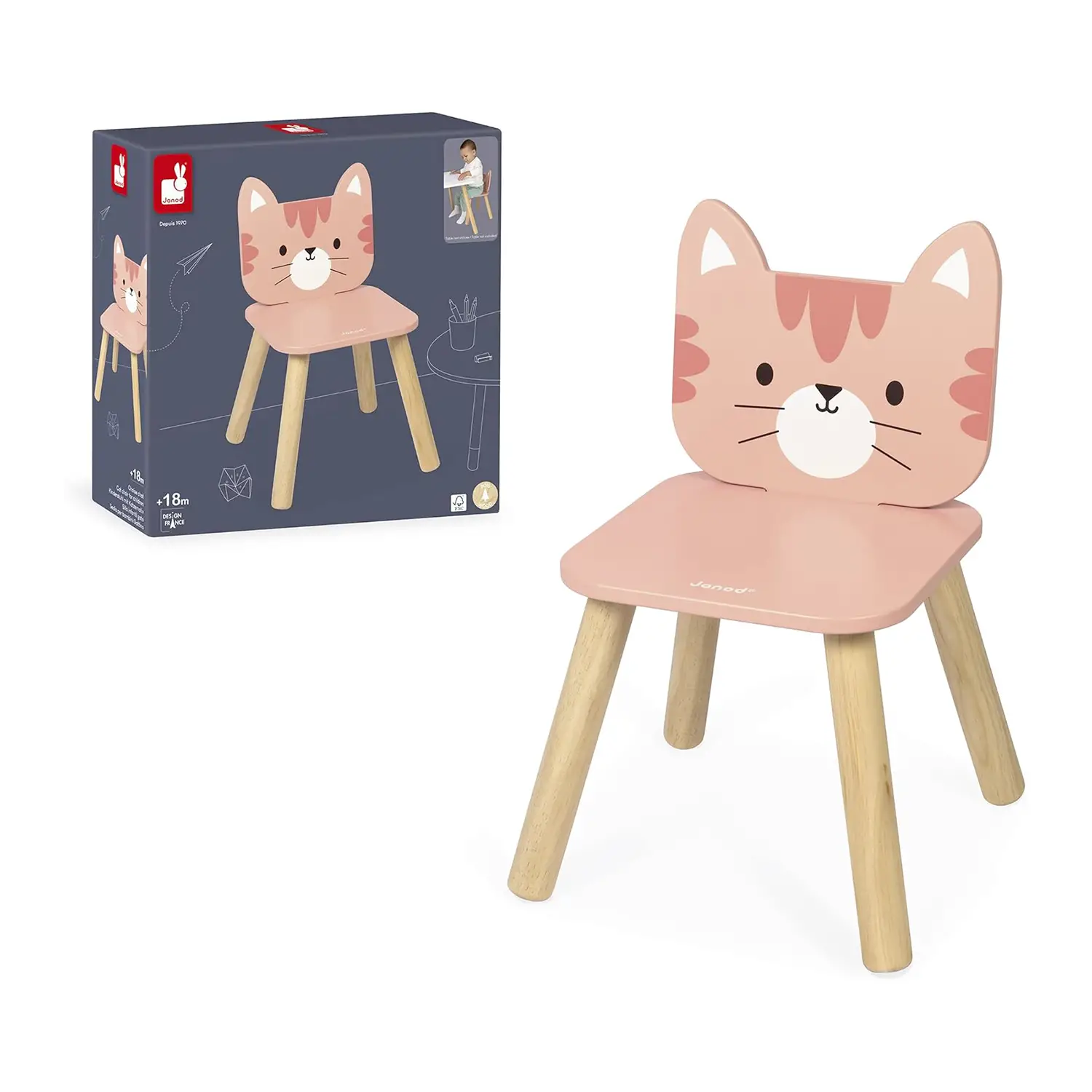 Janod - La Mia Prima Sedia Per Bambini In Legno Gattino - Primi giochi