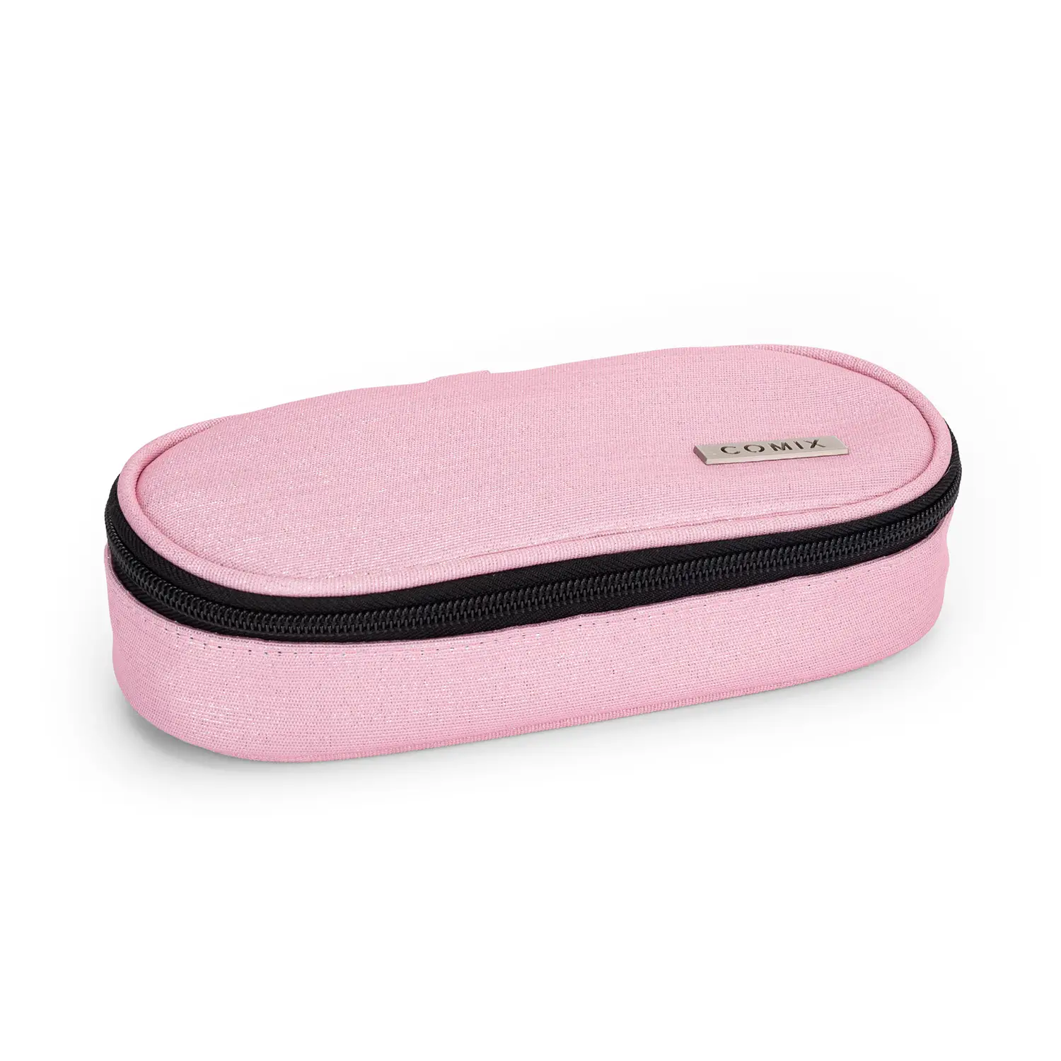 Astuccio Scuola Ovale Organizzato Comix Lurex Rosa - bauletti tombolini bustine