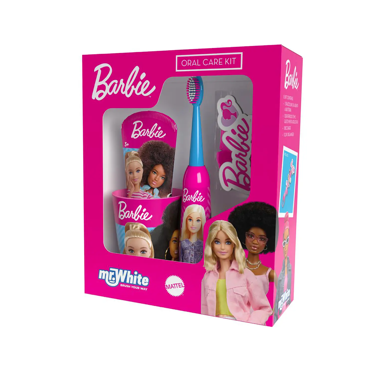 Barbie Set Regalo Spazzolino Turbo, Dentrificio, Bicchiere e Fermagli Personalizzati - cura della persona
