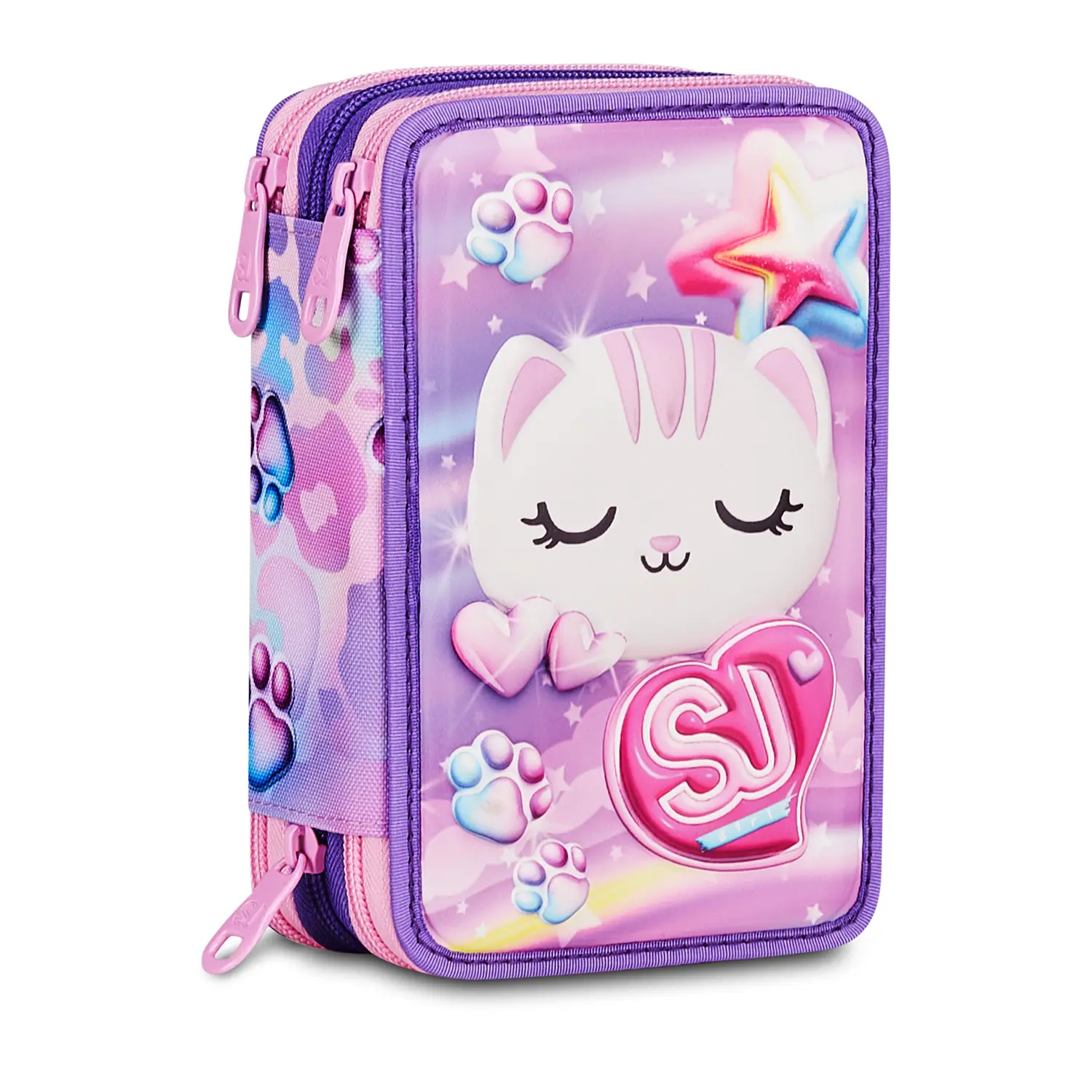 Astuccio 3 Zip SJ Gang Glowcat 3D Completo 45 Pezzi - astucci colori