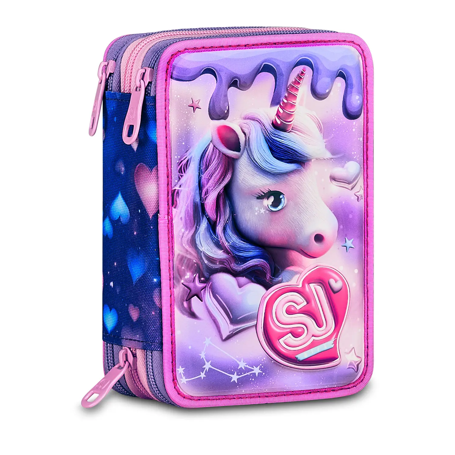 Astuccio 3 Zip SJ Gang Pixie Unicorn 3D 45 Pezzi - astucci colori