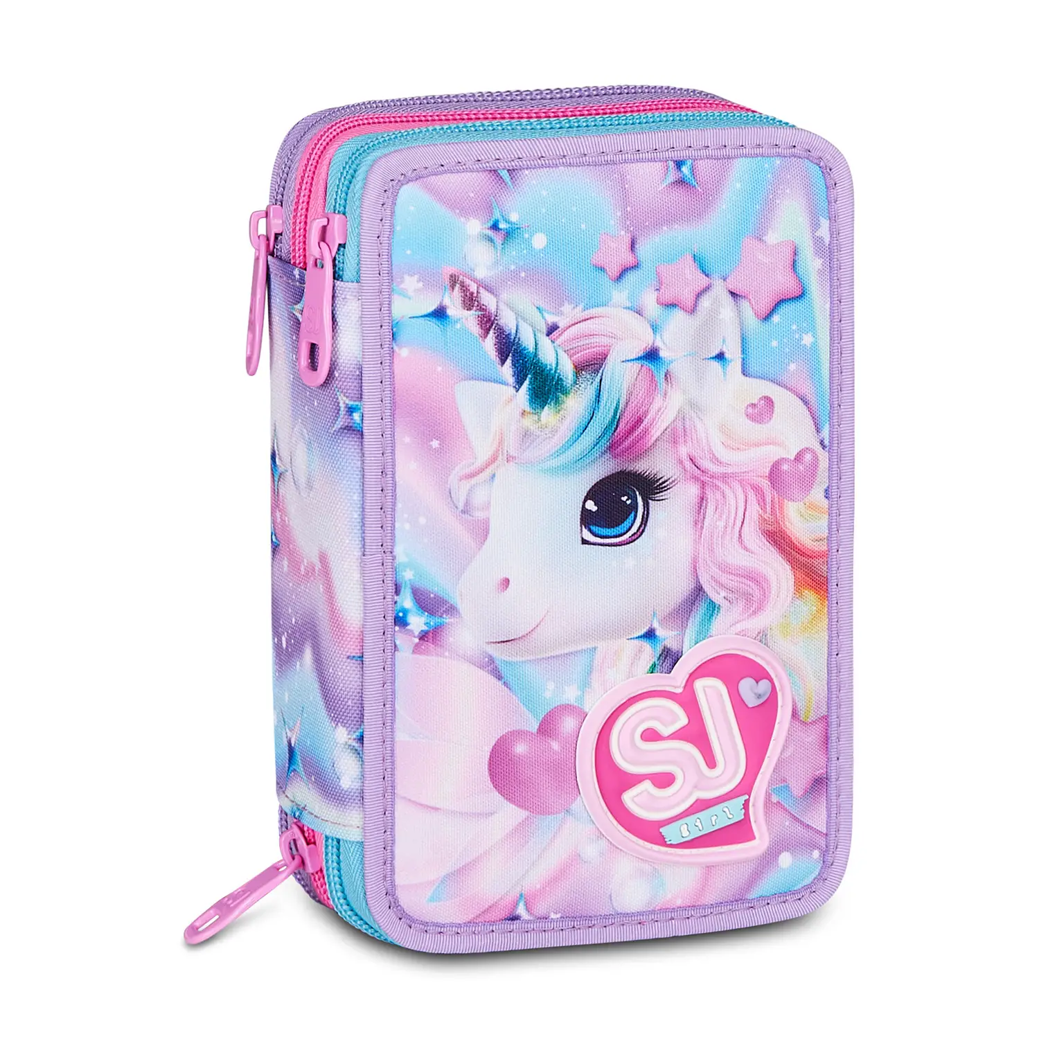 Astuccio 3 Zip Sj Gang Glow Led Unicorn Girl 45 Pezzi - astucci colori