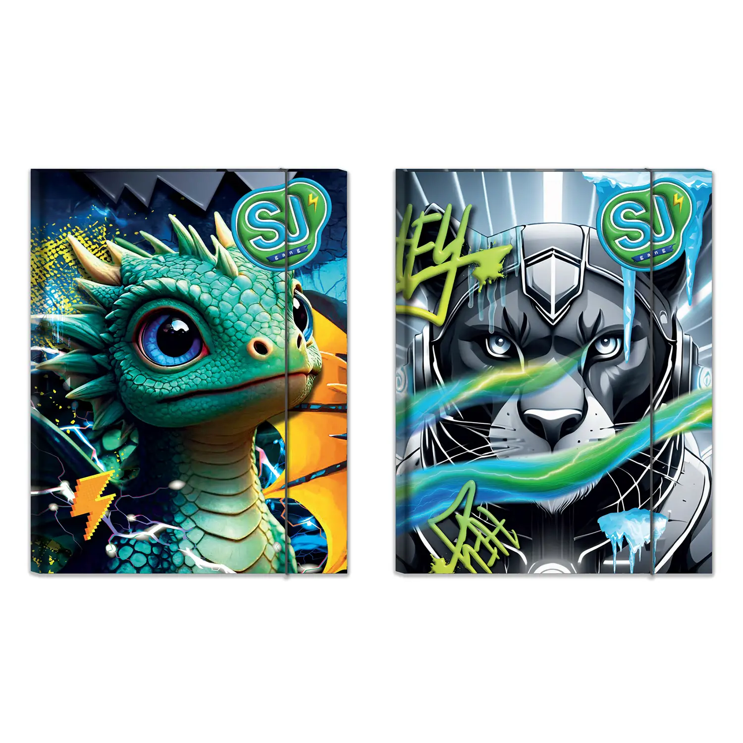 Sj Gang Animali Boy Cartellina con Elastico 25x34x1 cm - Archiviazione