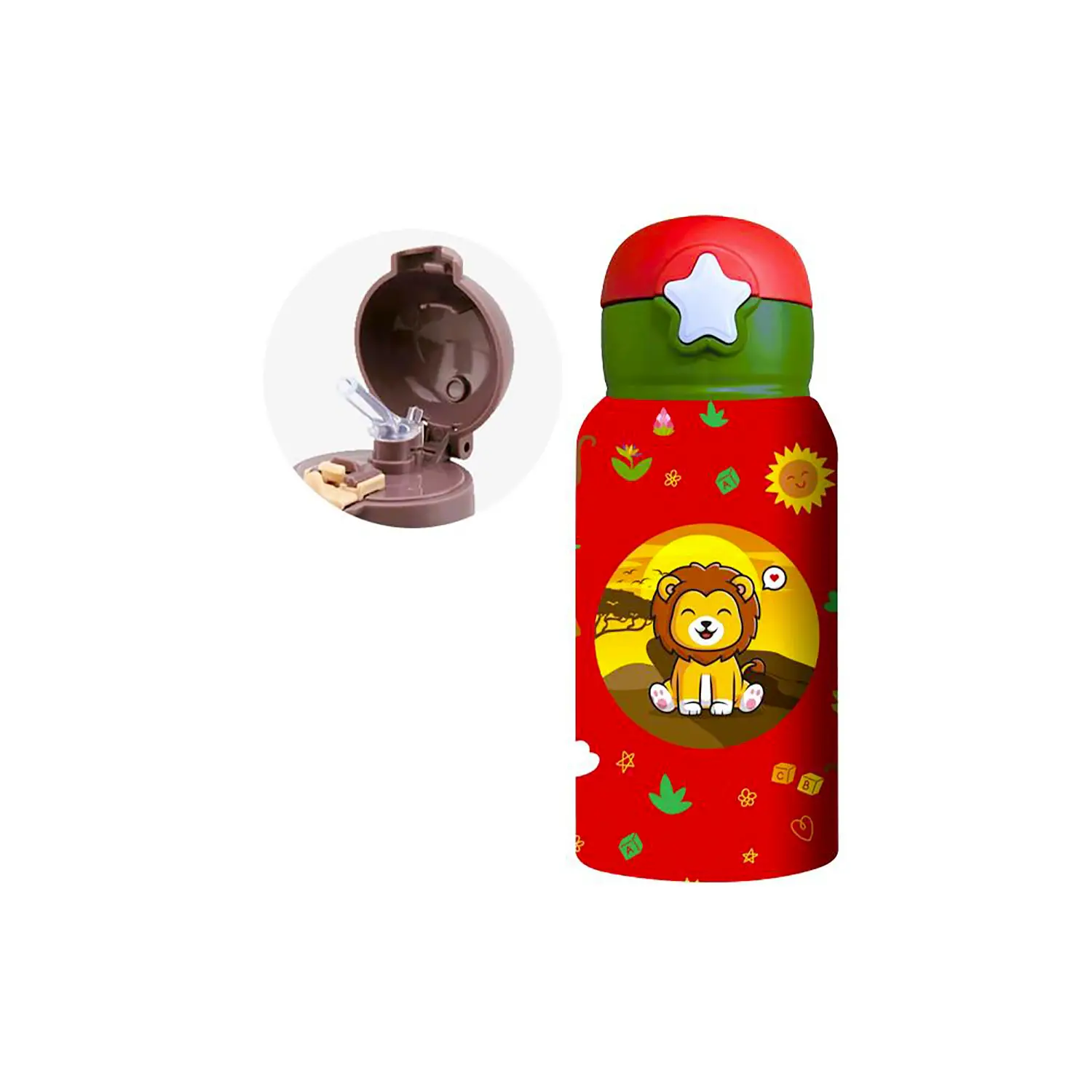 Borraccia Termica Mypiky Baby Con Cannuccia ml 500 Leoncino - borracce