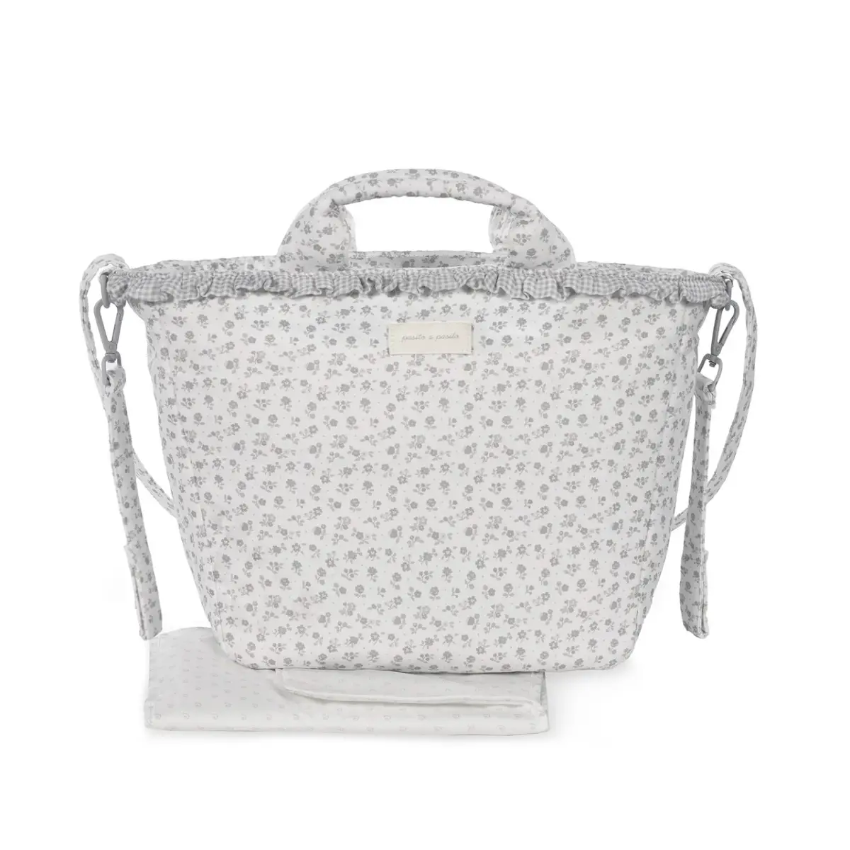 Borsa Fasciatoio Little Bloom Fiori Grigio Pasito a Pasito - borse e zaini