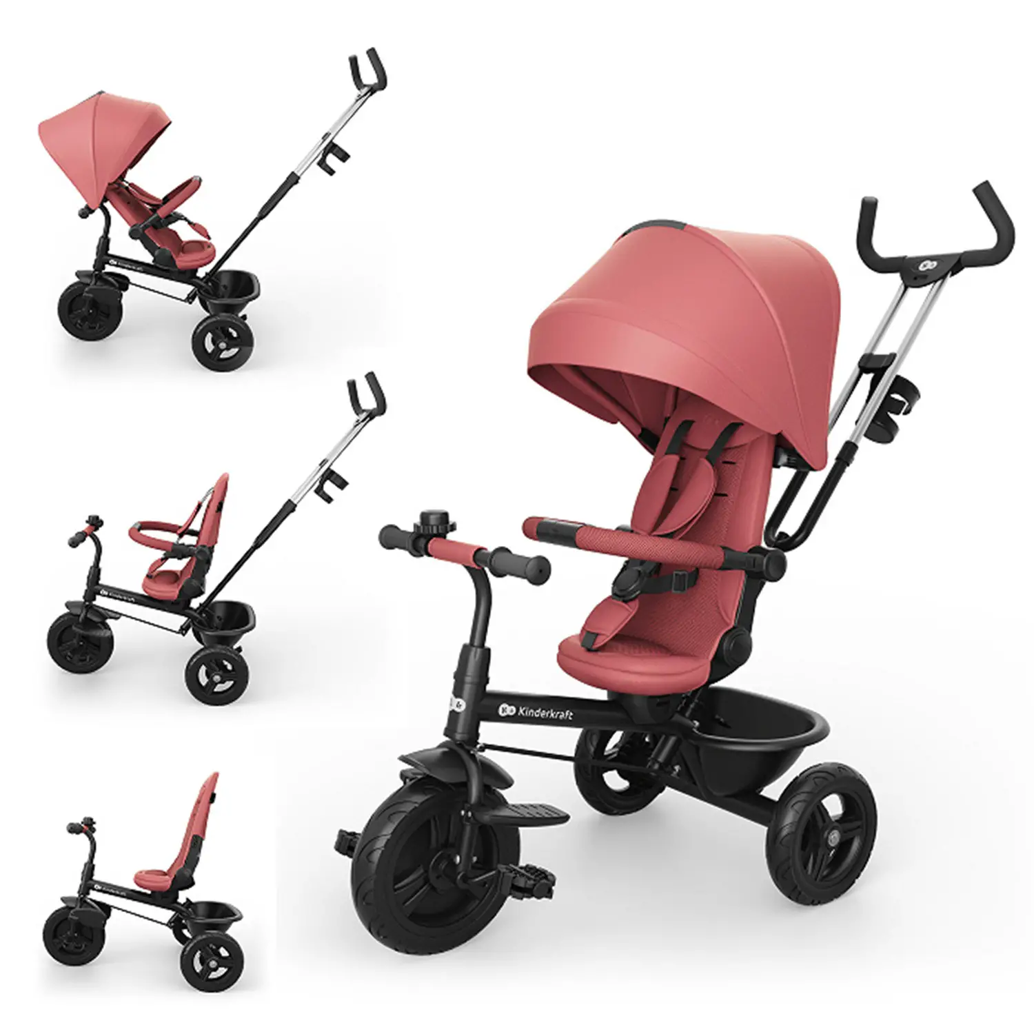 Triciclo Kinderkraft Aston 2 Plus Evolutivo Pink 9 mesi–5 anni - Tricicli e primi passi