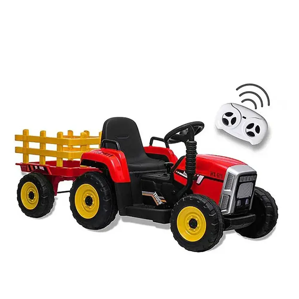 Teo's - Trattore Elettrico con Luci e Suoni 12v Rosso con Telecomando - Tricicli e primi passi