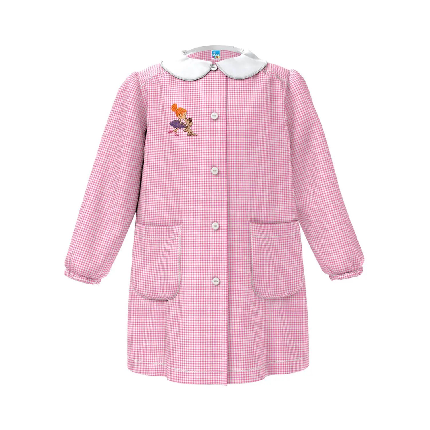 Grembiule Bambina Asilo Bimba Cagnolino Quadrettato Rosa 5 Anni - grembiuli scolastici
