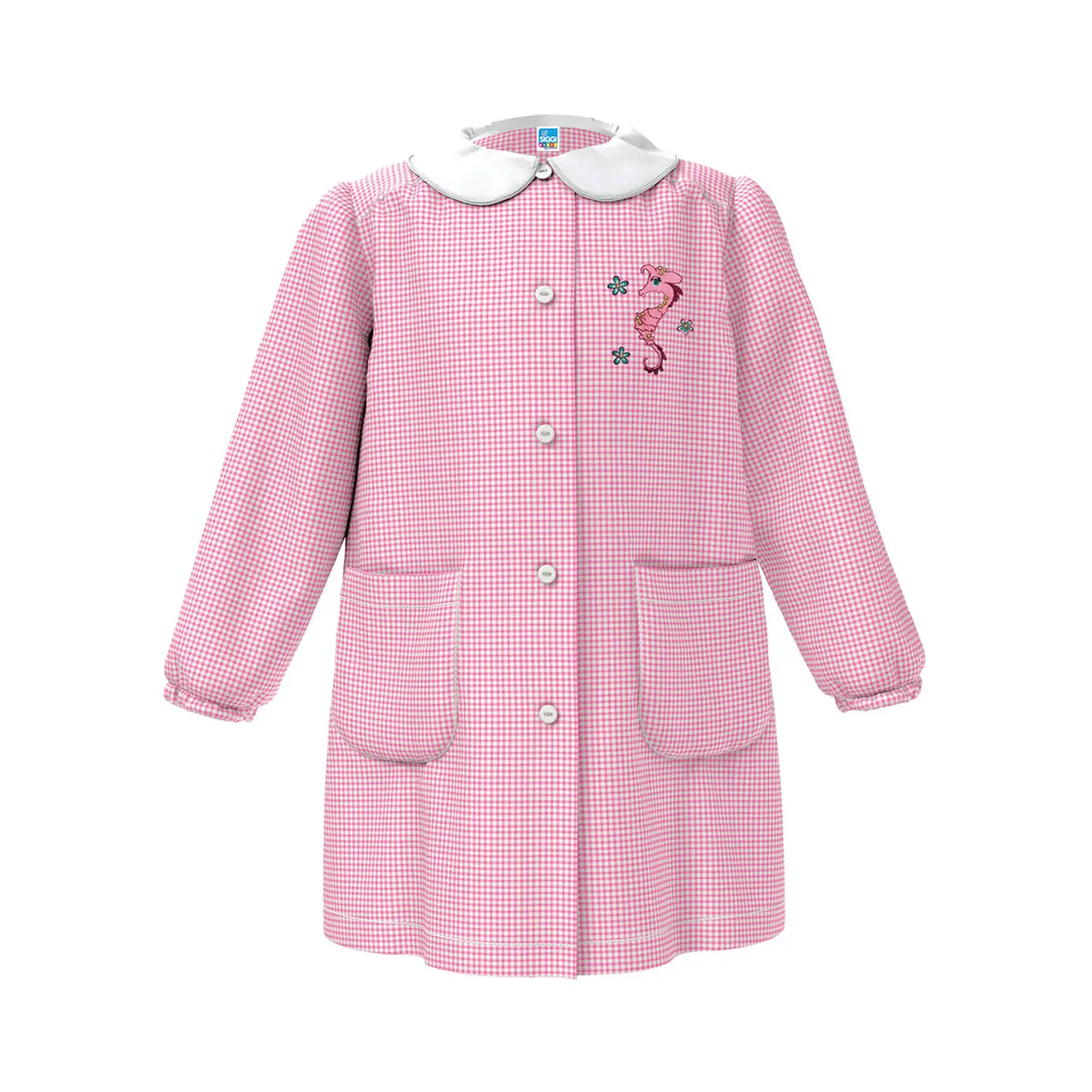 Grembiule Bambina Asilo Cavallo Marino Quadrettato Rosa 3 Anni - grembiuli scolastici
