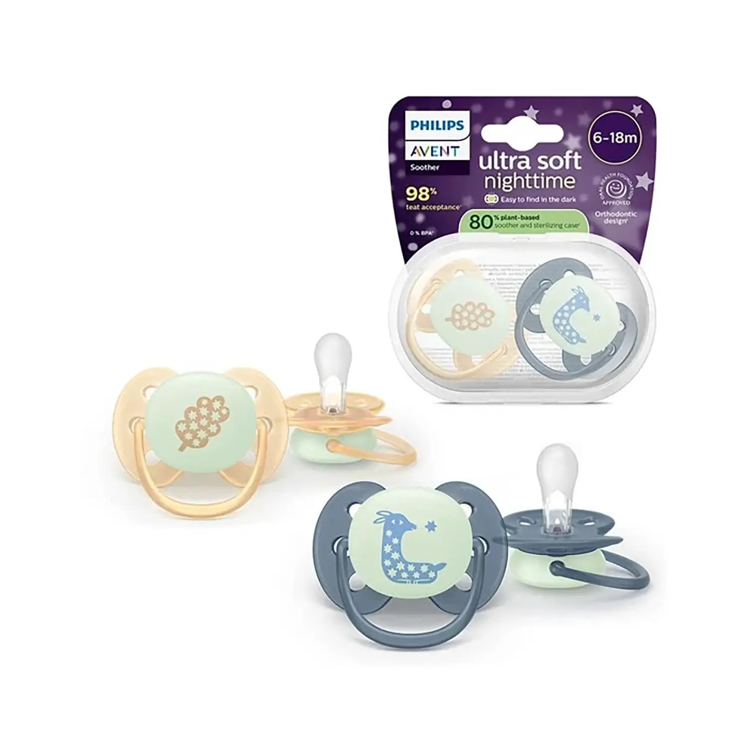 Ciuccio Philips Avent Ultra Soft Night 6-18M Foglia/Cerbiatto - ciucci