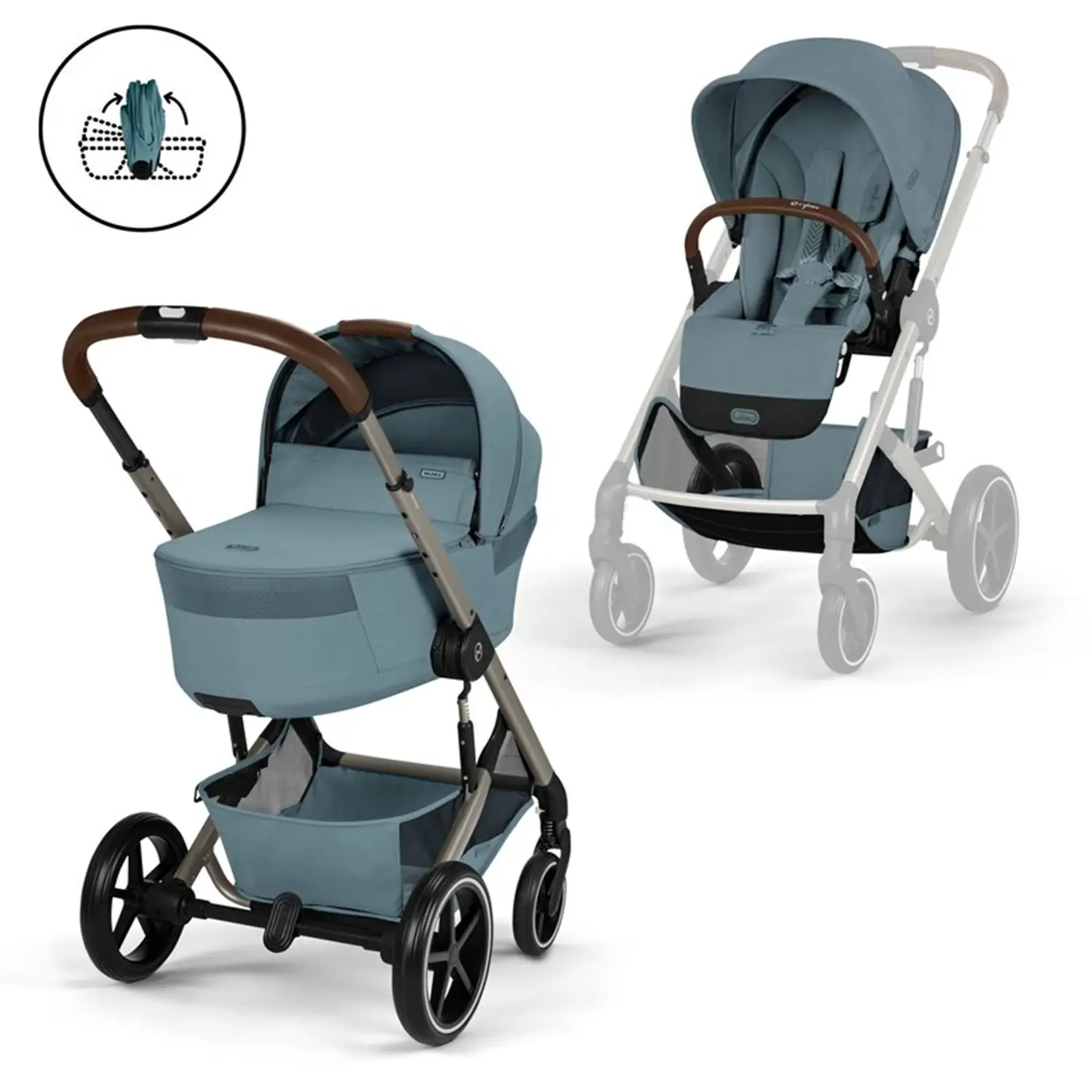Cybex Duo Balios S Lux Con Navicella Richiudibile Stormy Blue - trio e modulari
