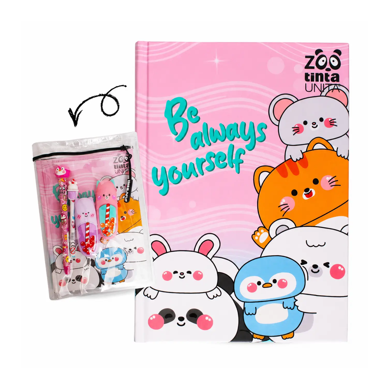 Tinta Unita Zoo Diario 12 Mesi Con Cover E Accessori Rosa - diari