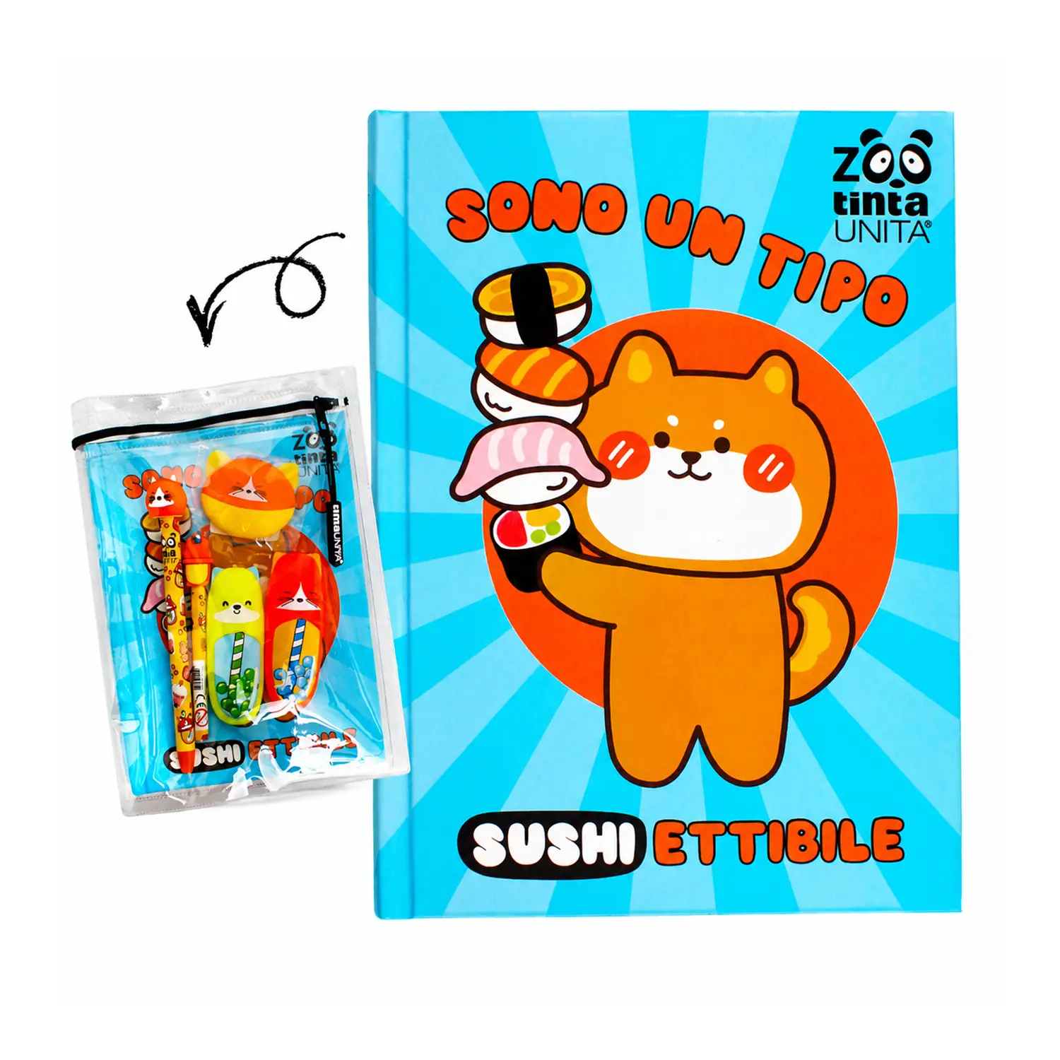 Tinta Unita Zoo Diario 12 Mesi Con Cover E Accessori Celeste - diari