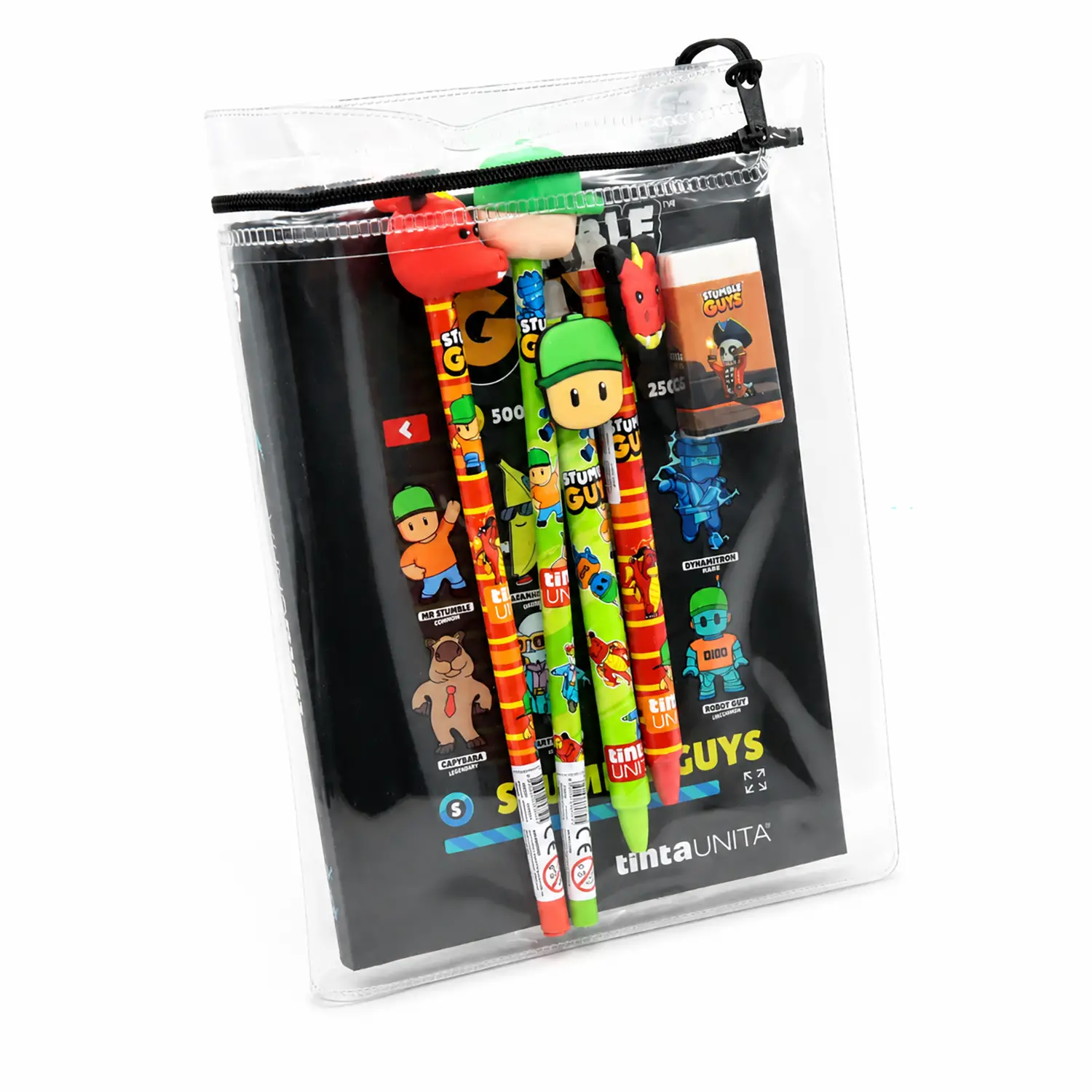 Tinta Unita Stumble Guys Diario 9 Mesi Con Cover E Accessori Nero - diari
