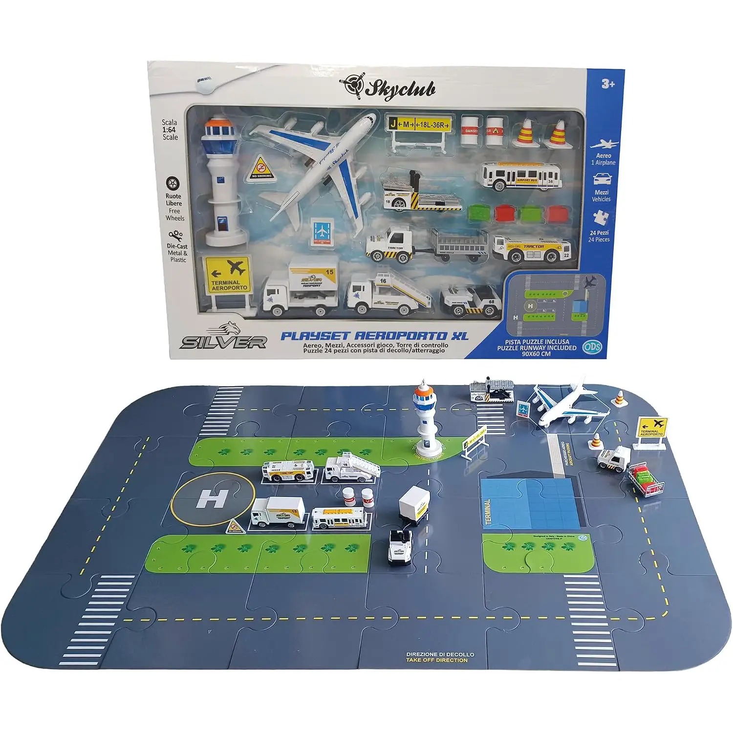 ODS Toys Silver Skyclub Playset Aeroporto XL - Giocattolo - modellini