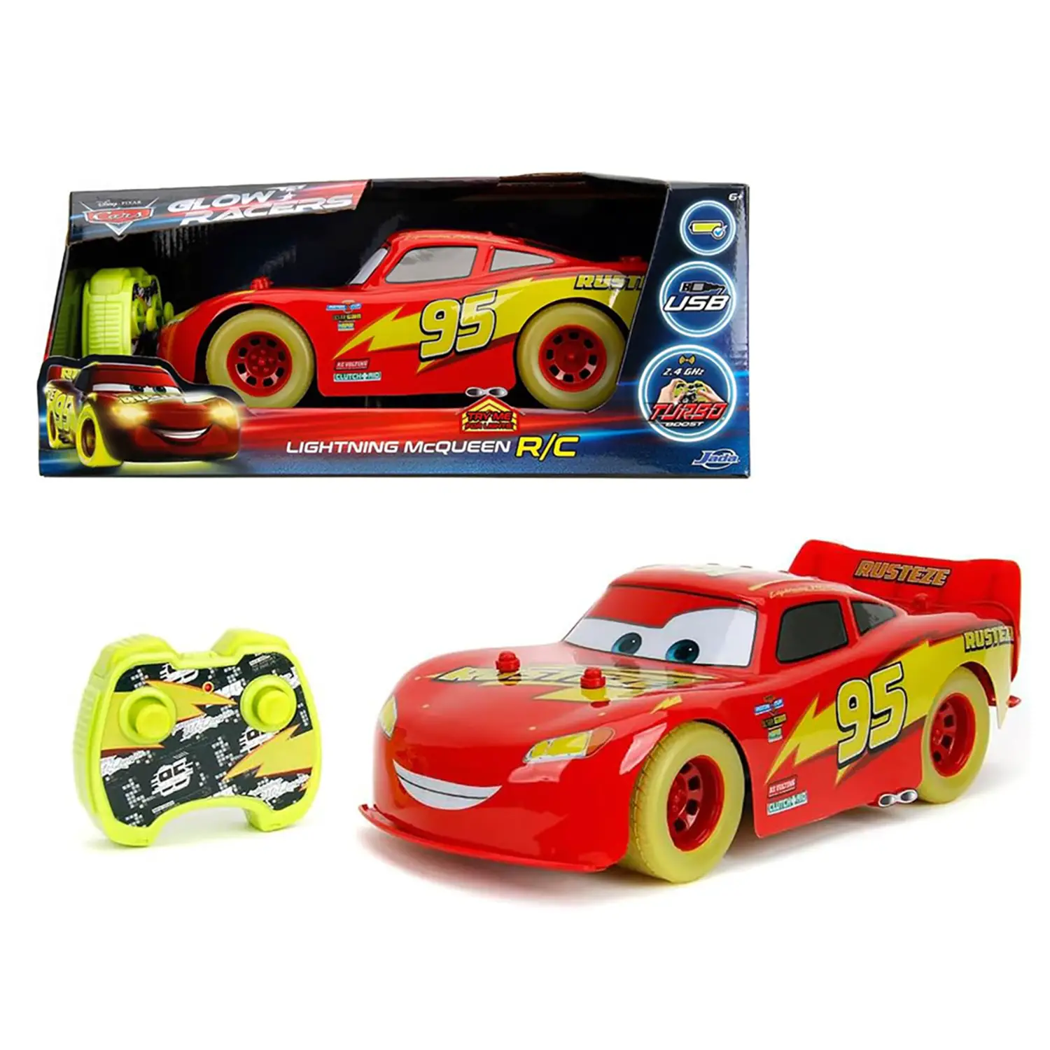 JADA Cars Saetta McQueen Glow Racers Radiocomandato Scala 1:14 - radiocomandi