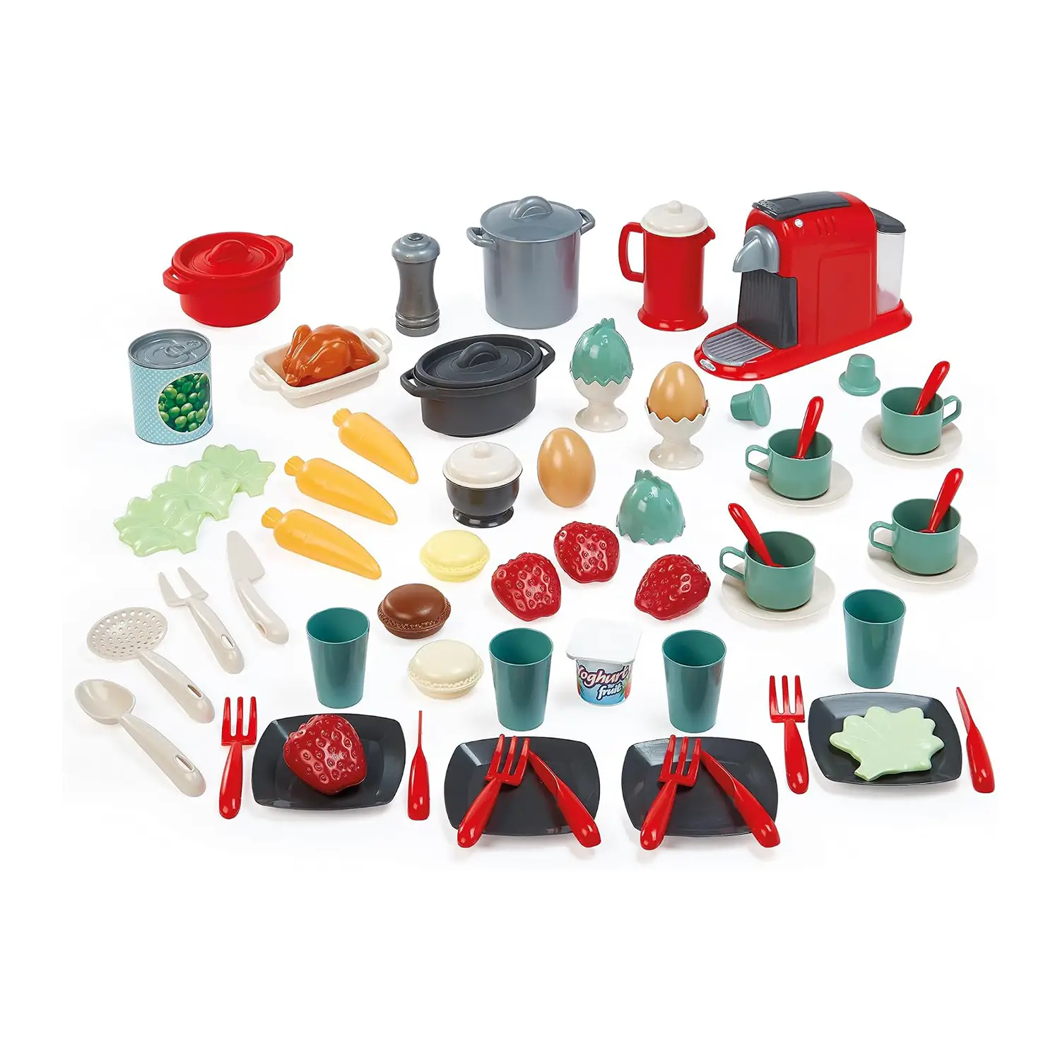Ecoiffier Set Cucina Giocattolo 70 Pezzi con Stoviglie e Pentole - Alimenti, mercatini, stoviglie